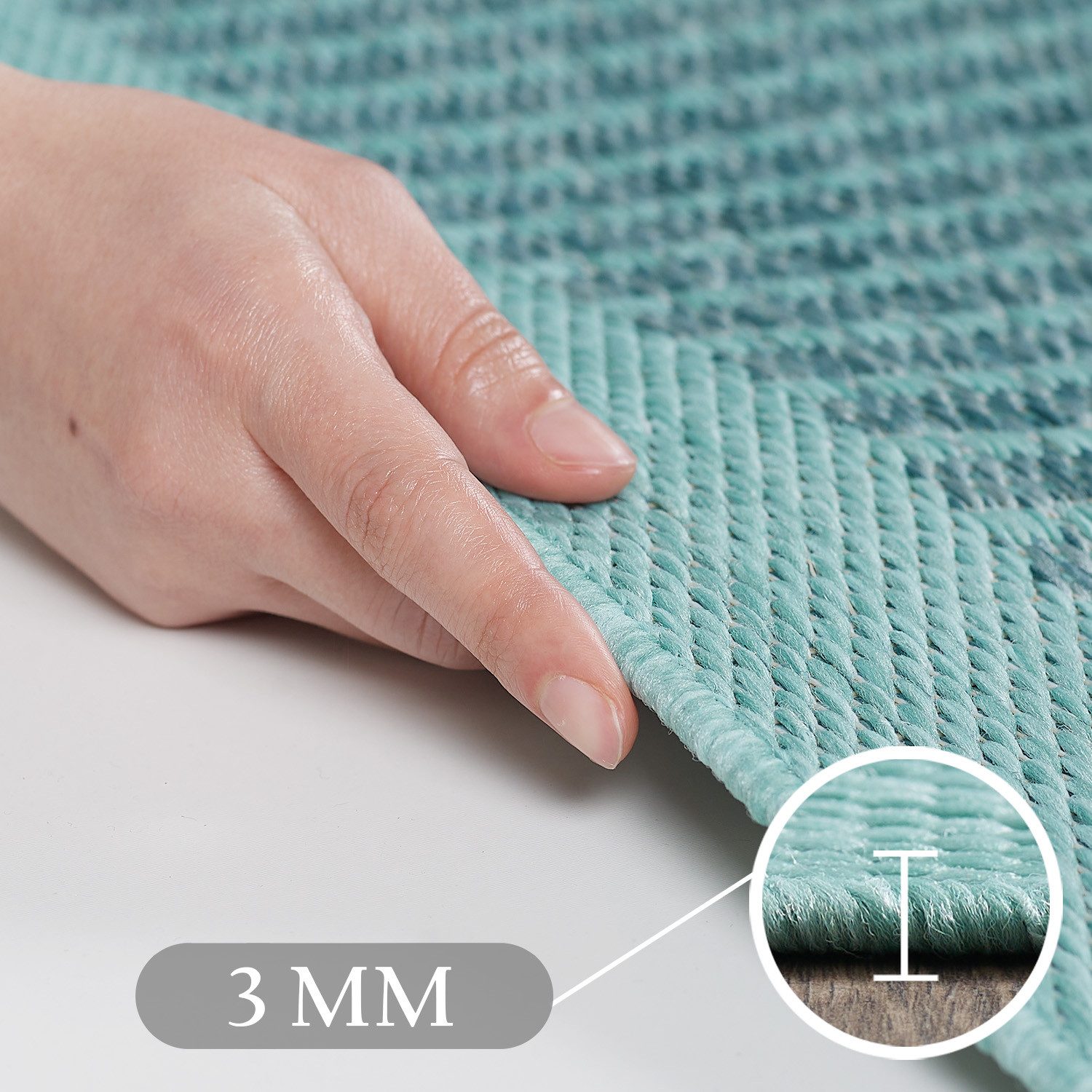 Teppium Outdoorteppich Unicolor - Einfarbig, Rechteckig, Höhe: 5 mm, Teppich Wetterfest Balkon Küchenteppich Flachgewebe Sisaloptik