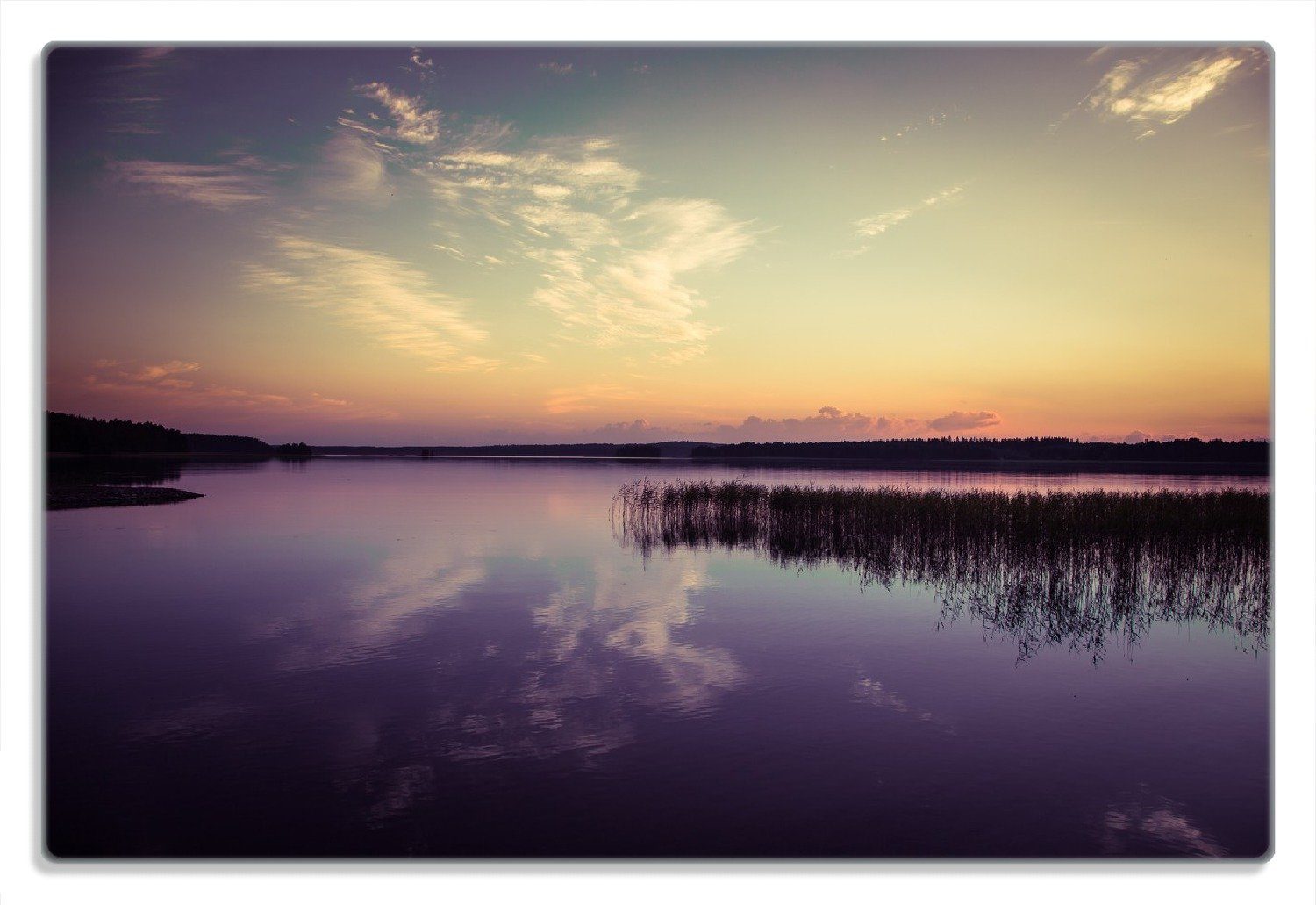 der Abenddämmerung, See 20x30cm rutschfester Gummifüße 1-St), Frühstücksbrett (inkl. 4mm, Wallario in