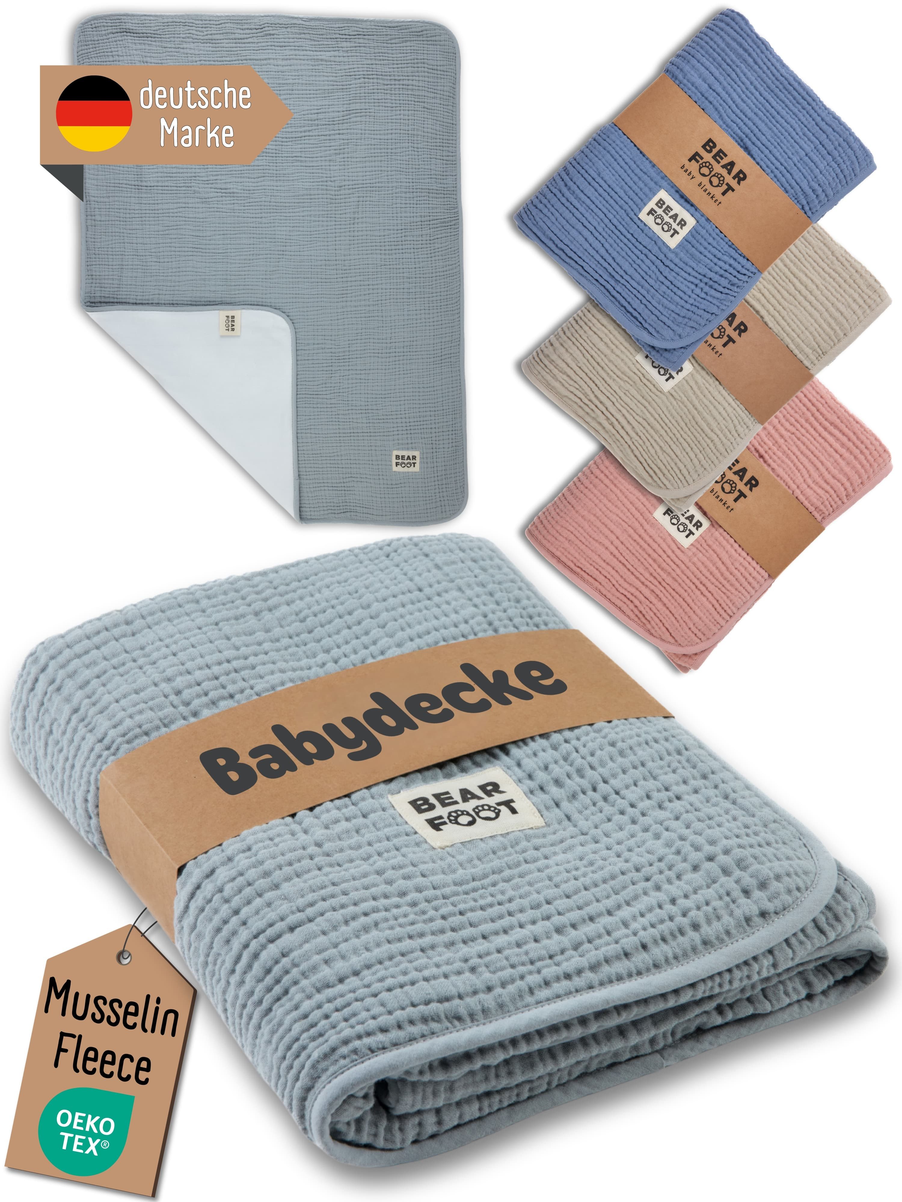 Babydecke Babydecke Musselin Fleecedecke flauschig weich - grau, BEARFOOT, günstig online kaufen