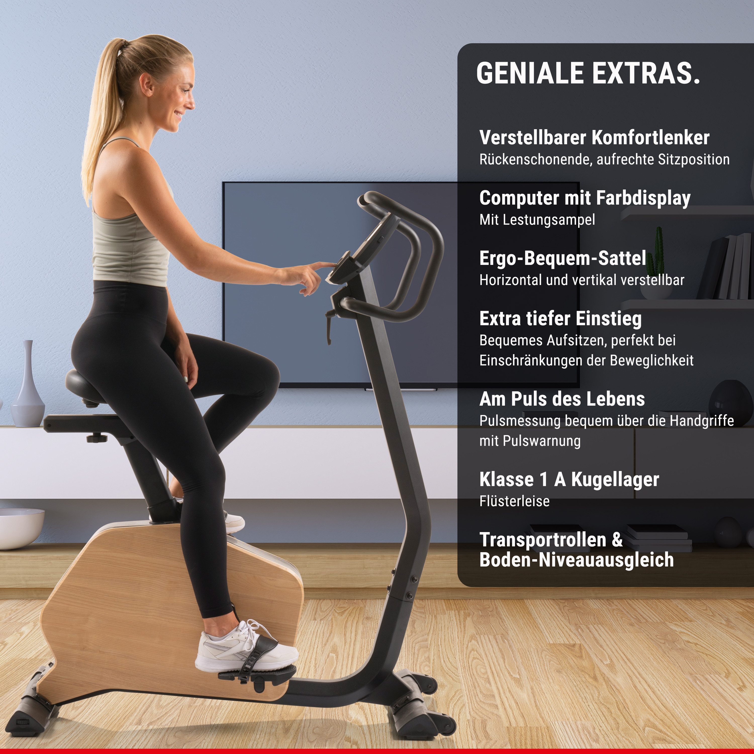 Hammer Heimtrainer CardioPace 5.0 NorsK, edles Holz-Design, 36 Programme, Zwift & Kinomap – Bild 2 von 5