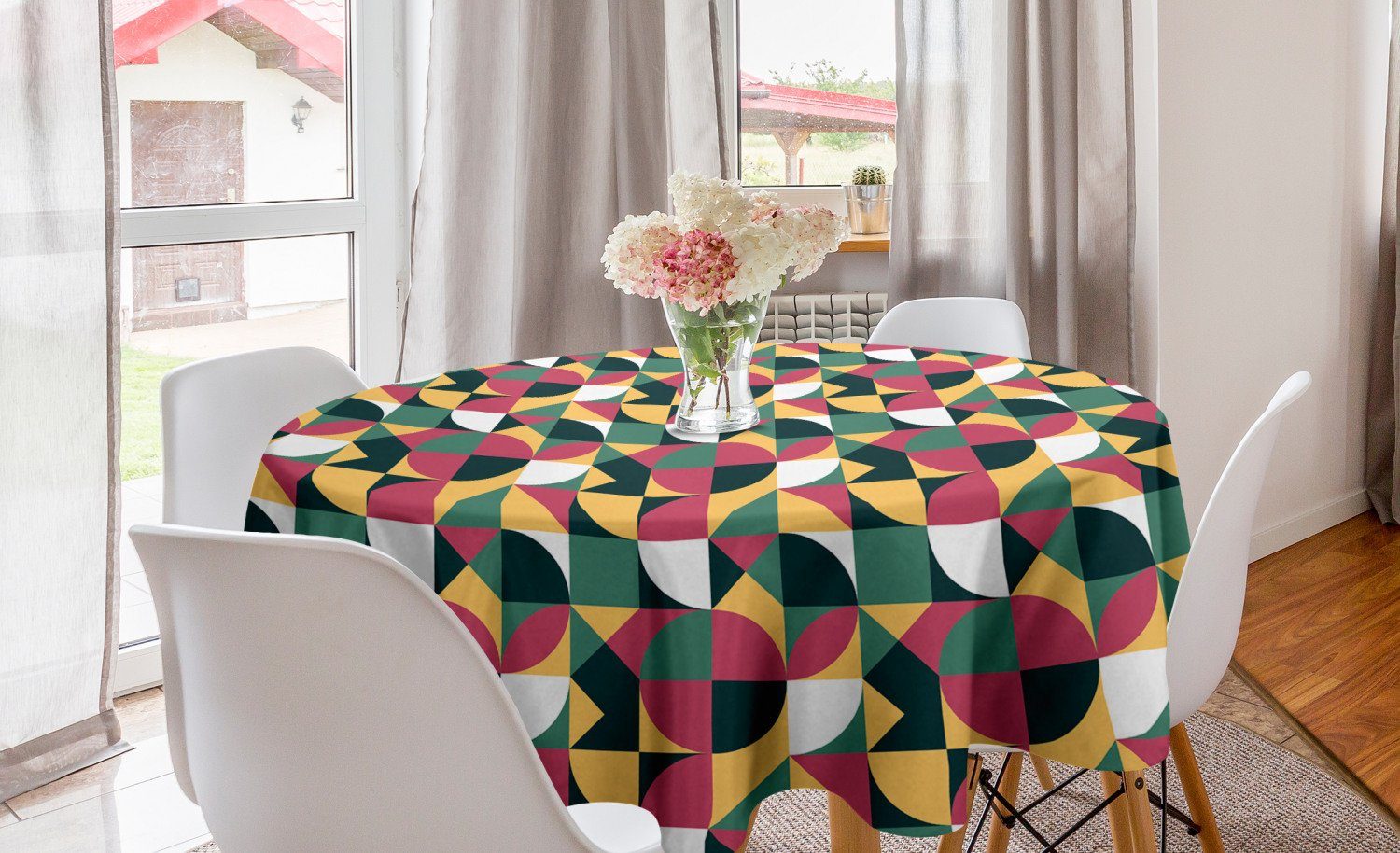 Tischdecke Triangles für Tischdecke Kreis Kreise mit Geometrisch Dekoration, Küche Esszimmer Abakuhaus Abdeckung