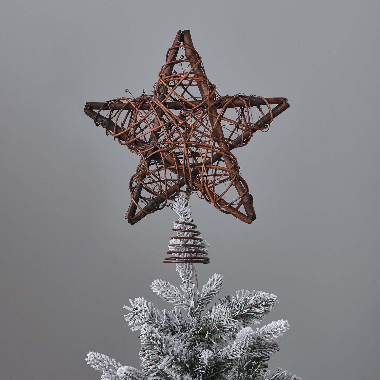 Lights4fun LED Stern LED Stern Weihnachtsbaumspitze Rattan