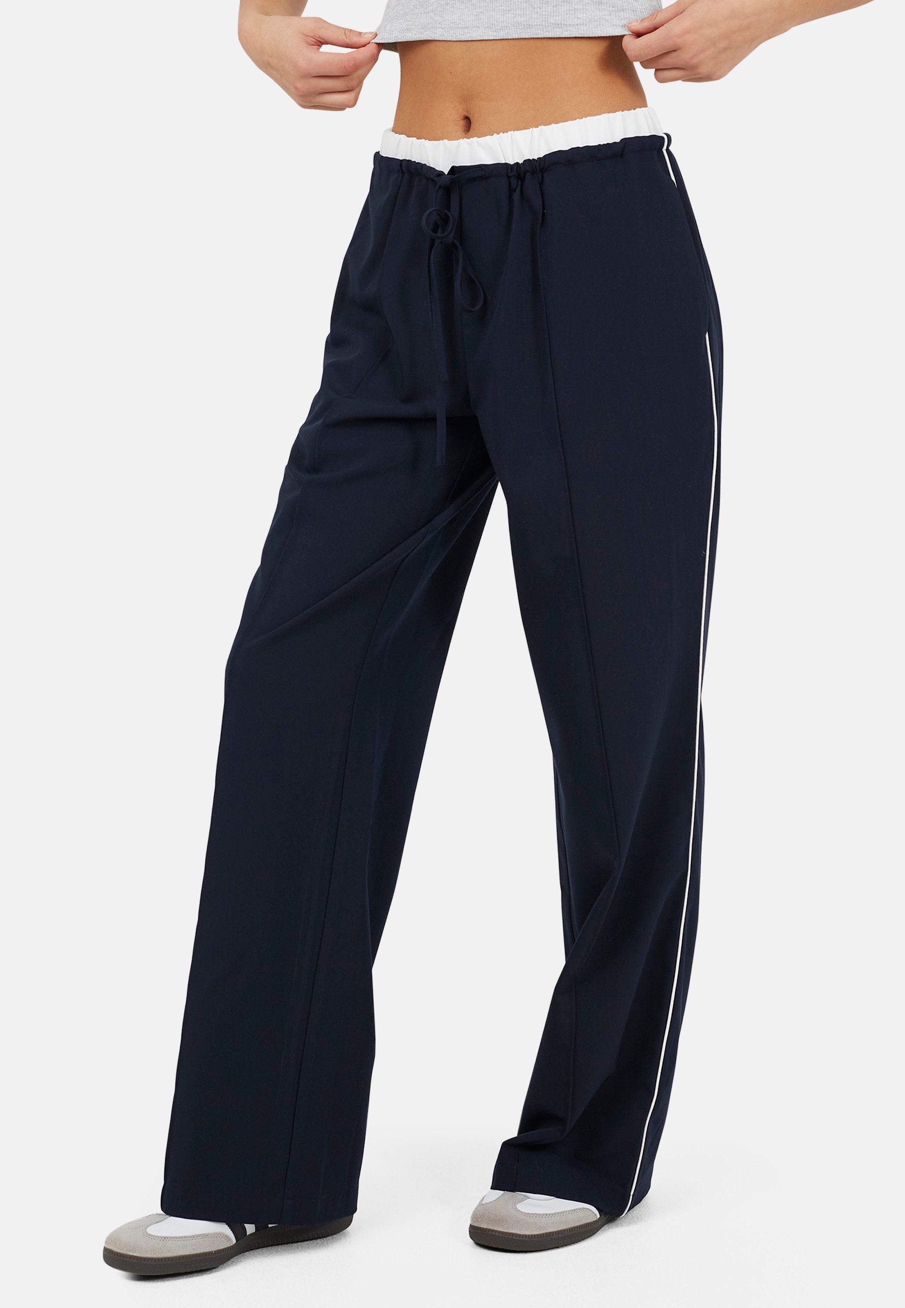 Brave Soul Caprihose Damenhose mit figurnahem Schnitt und Kontrastbund
