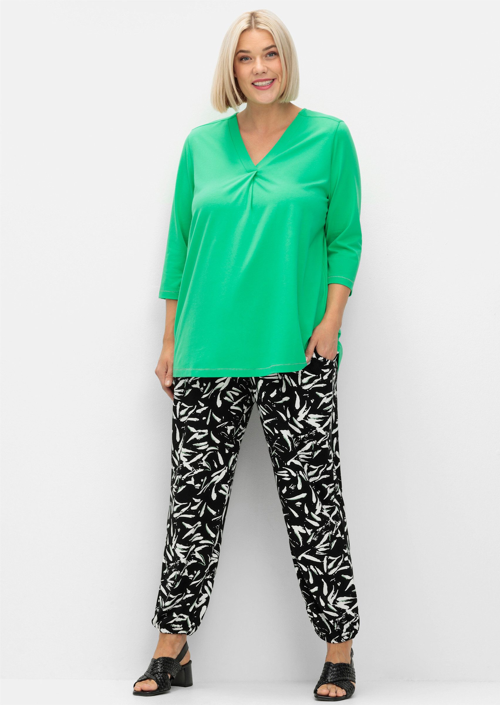 Sheego T-Shirt 3/4-Arm-Shirt . in leichter A-Linie günstig online kaufen