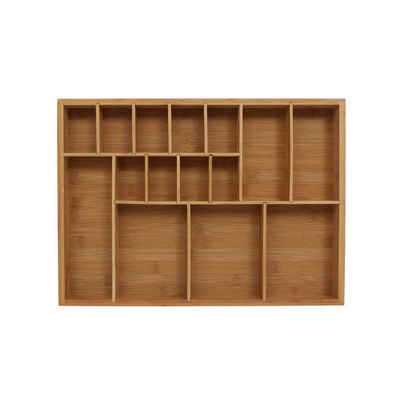 Terra Home Besteckeinsatz 44x32x5 cm Bambus Organizer Schublade Besteckkasten braun, Für besteck oder als Organizer