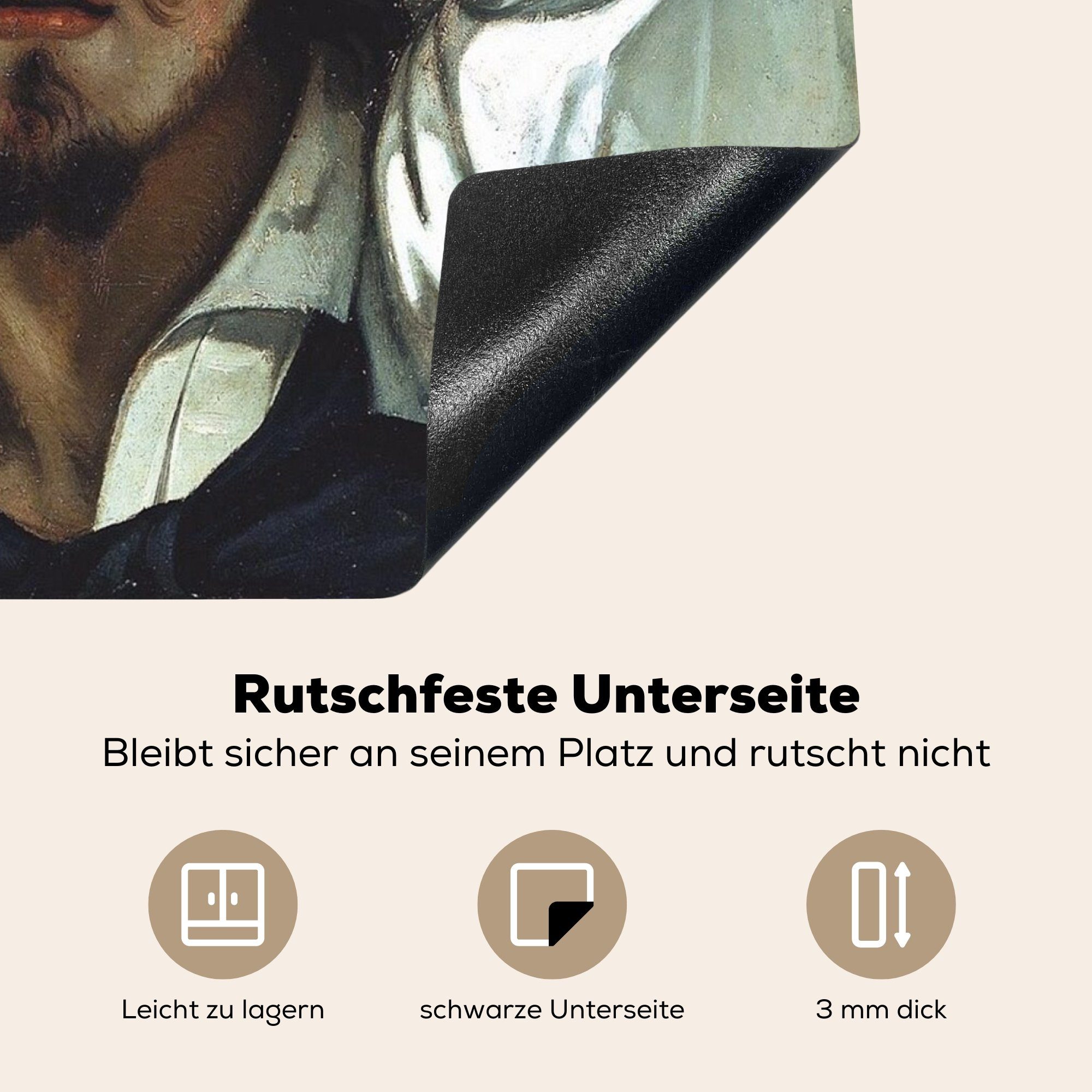 MuchoWow nutzbar, von Arbeitsfläche Die Vinyl, cm, tlg), Gustave Courbet, 60x52 Herdblende-/Abdeckplatte Ceranfeldabdeckung Verzweifelten - Mobile Gemälde (1