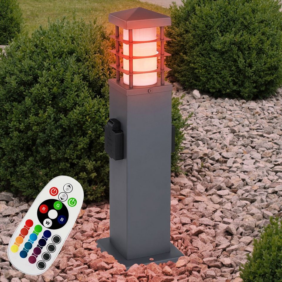 Steh Lampe Garten Sockel Beleuchtung Bewegungssensor Außen Steckdosen Living-XXL 