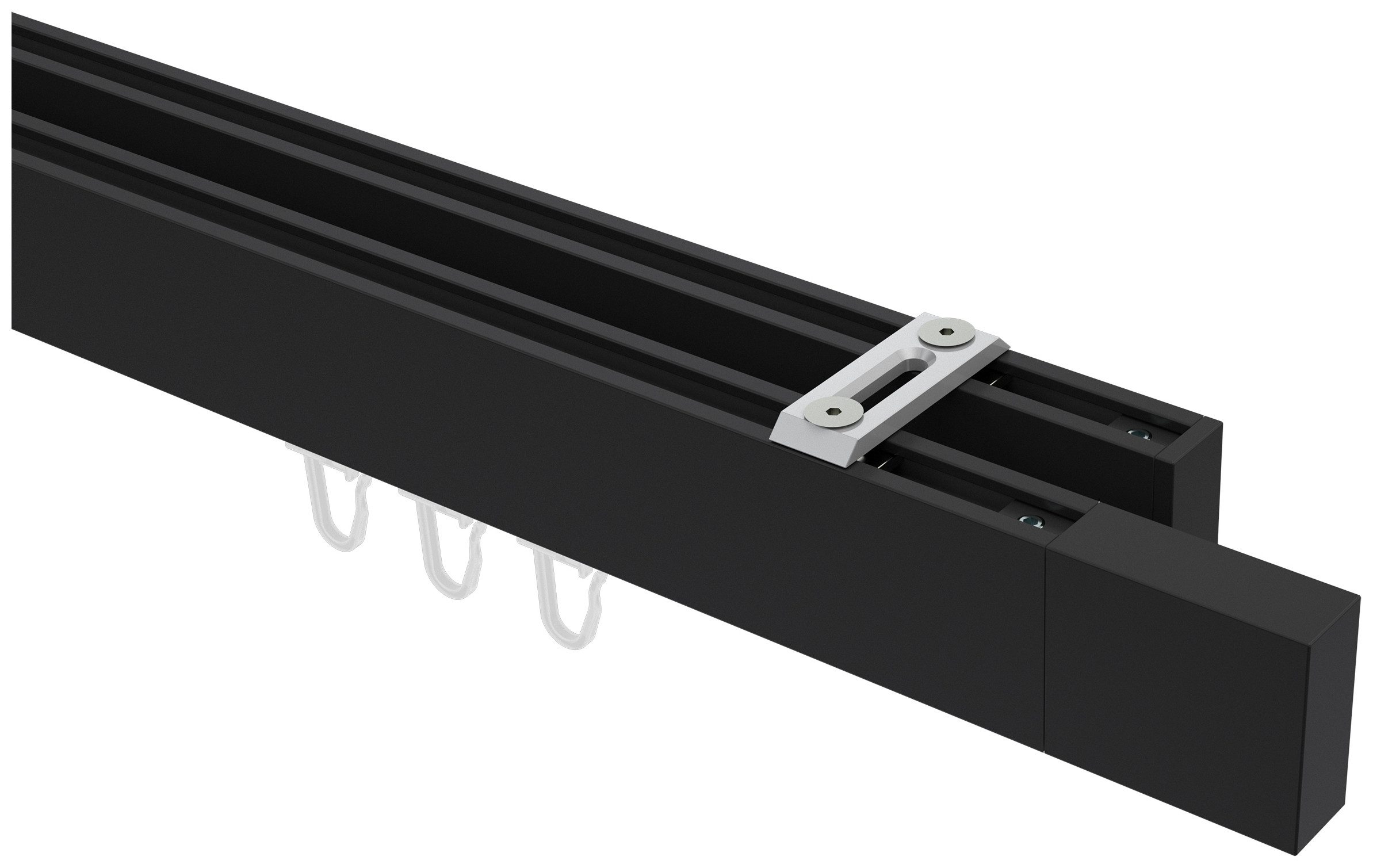 INTERDECO Innenlaufschiene Smartline Lox, 2-läufig, Fixmaß, kürzbar, Deckenmontage, Aluminium, Schwarz, 14x35