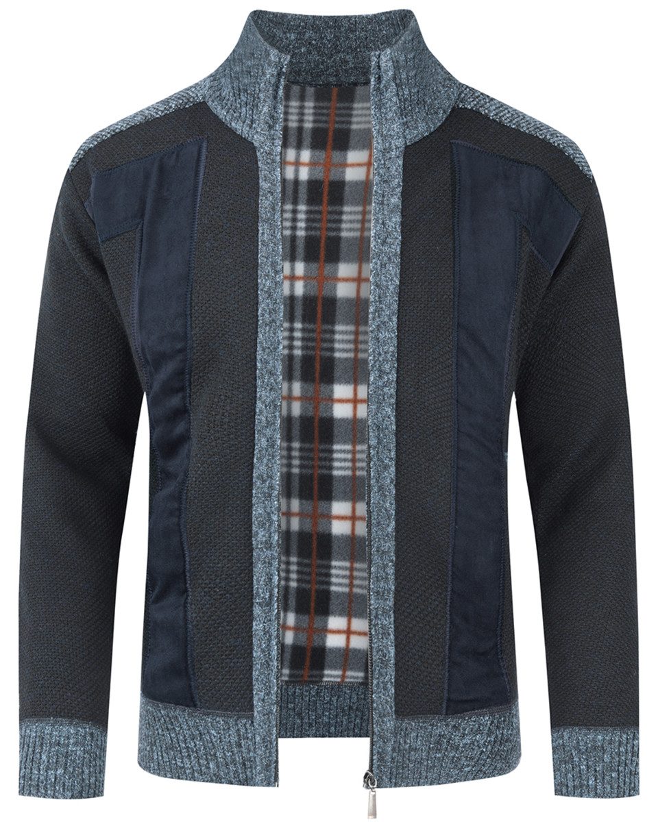 Allthemen Cardigan Herren Strickjacke mit ärmelflecken Strickjacke Winter