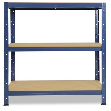 shelfplaza Schwerlastregal HOME, 115x120x60cm blau, Metallregal mit 3 Böden, als Kellerregal, Garagenregal, Werkstattregal oder Lagerregal, Steckregal Metall mit 175kg Tragkraft