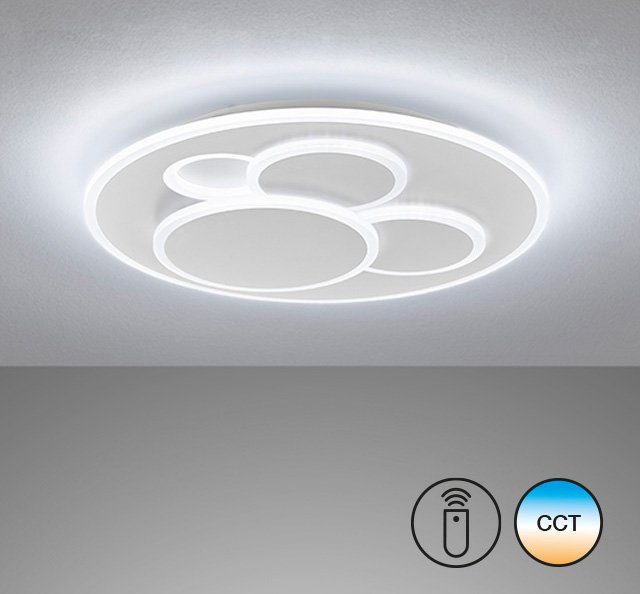 über Dots, CCT - Deckenleuchte FISCHER LED HONSEL LED warmweiß integriert, kaltweiß fest & - Fernbedienung,