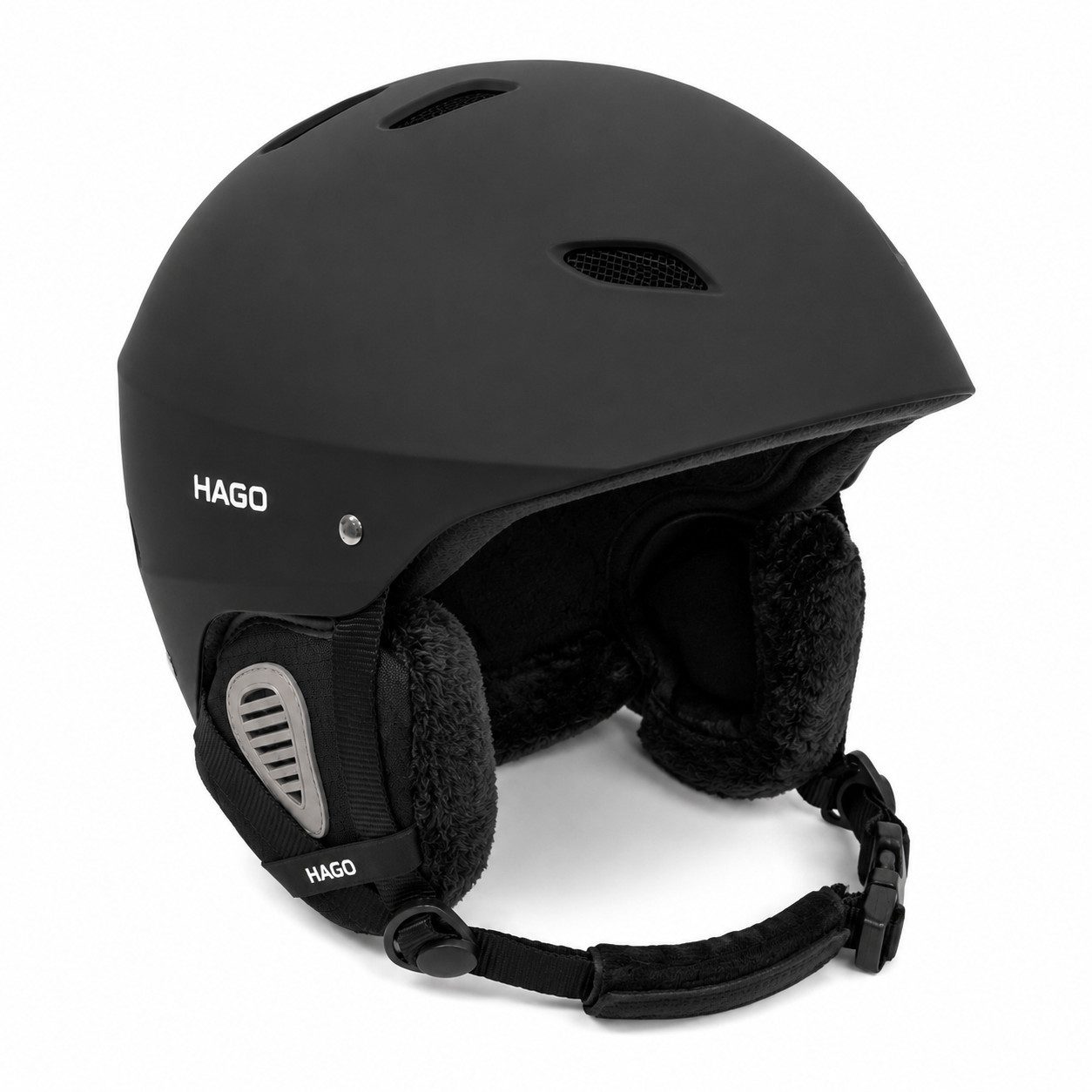HAGO Skihelm Snowboardhelm Wintersporthelm ABS-Kunststoff EPS-Schaumstoff Sturzhelm (1-tlg., Inkl. Aufbewahrungstasche), Belüftung, Ohrenwärmer, Einstellrad, Brillenhalter, Fleece