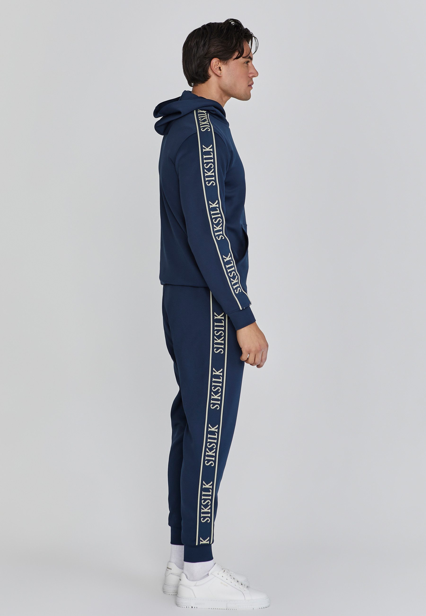 Siksilk Hoodie SikSilk Herren Marineblauer Kapuzenpullover