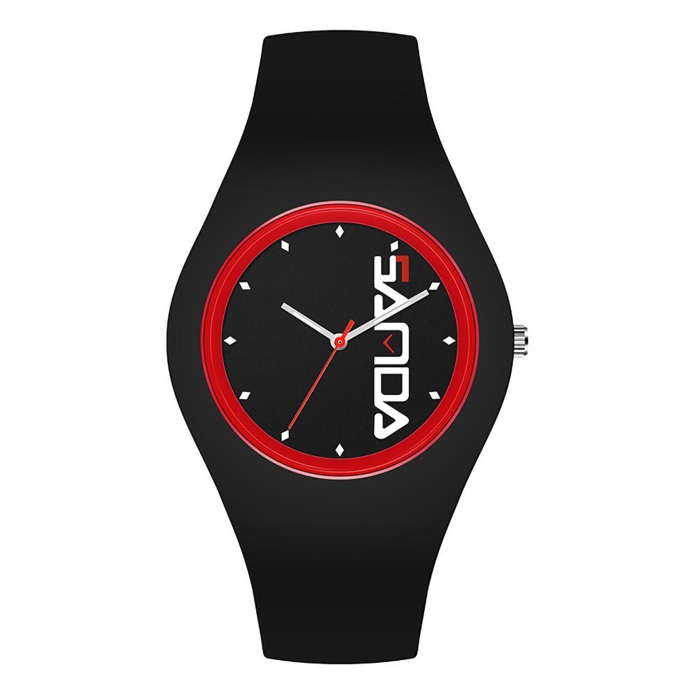 GelldG Uhr Armbanduhr Uhren analog Schwarz(stil2) Silikonarmband Rot, wasserdicht mit Quarz Sportuhr