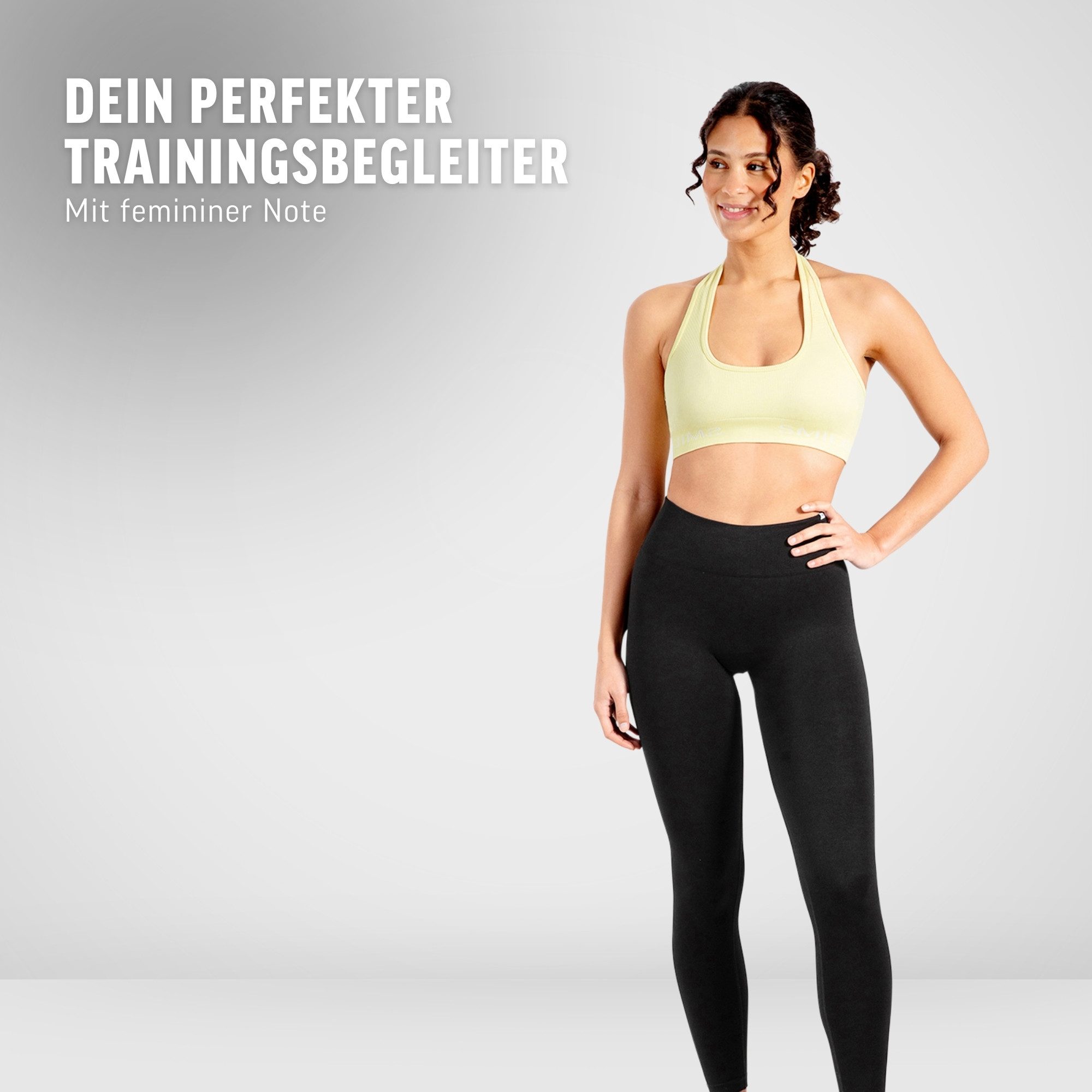 Smilodox Sport-BH Azura, Seamless Sport Top Rückenfrei Starker Halt Fitness Alltag Scrunch Bra ohne Bügel Atmungsaktiv Yoga Gym Bustier Schriftzug
