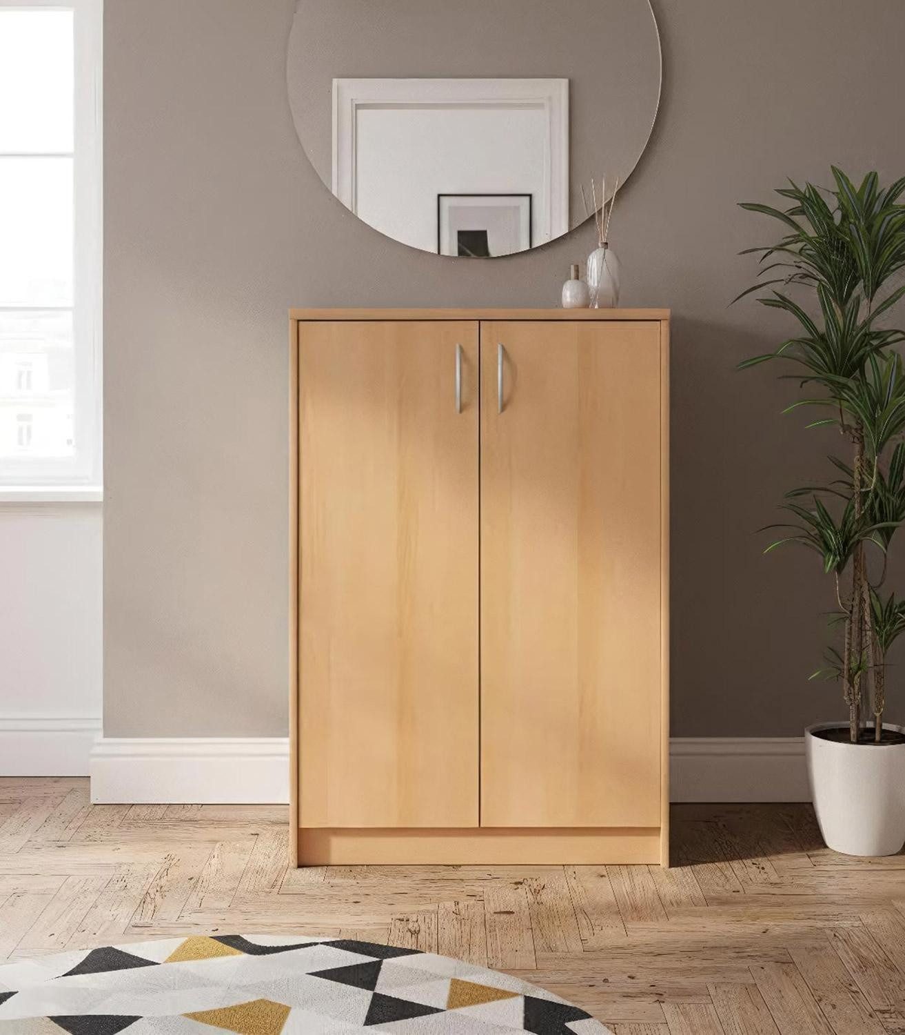 Kommode OPTIMUS, Braun, B 74 cm, H 112 cm (1 St), Buchedekor, 2 Türen, 3 Einlegeböden