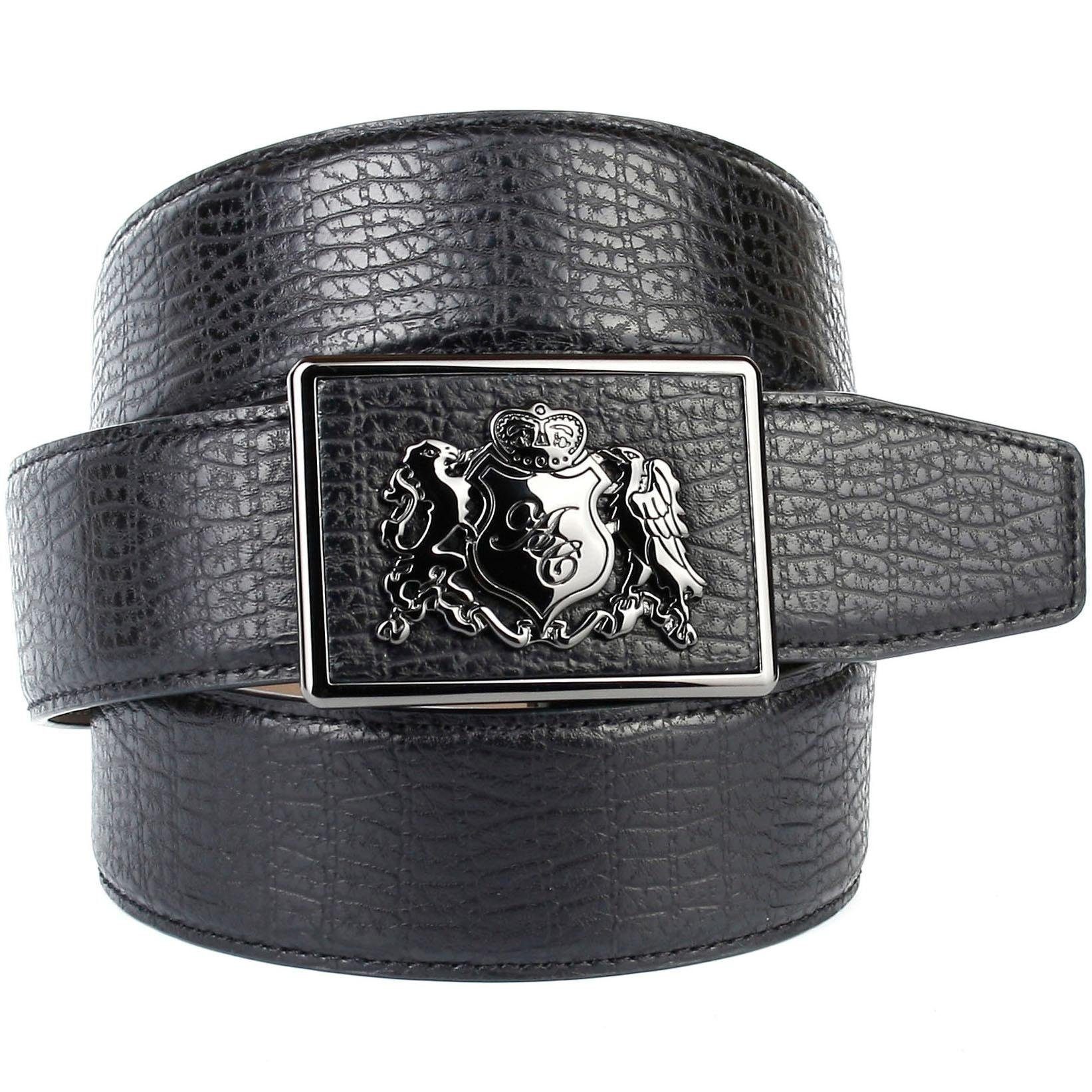 Anthoni Crown Ledergürtel mit Anthoni Crown Wappen, Lochmuster am Rand