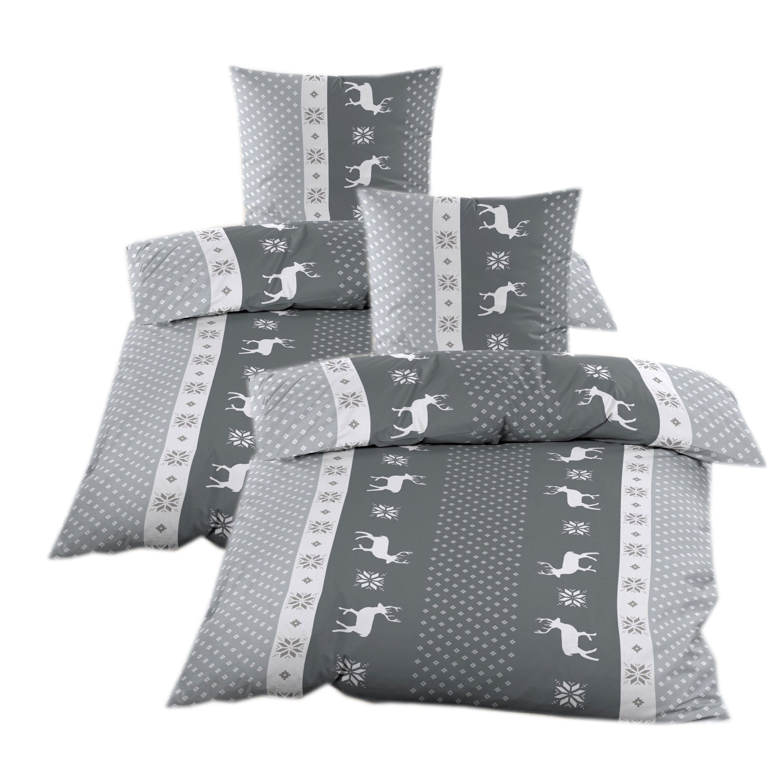 Casa Colori Bettwäsche 135x200 cm 100% Baumwolle mit Reißverschluss, Biber, günstig online kaufen