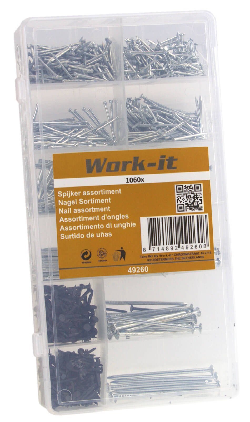 Work-it Nagel Nagel Sortiment 1060 teilig Drahtstifte Stahlstifte Set