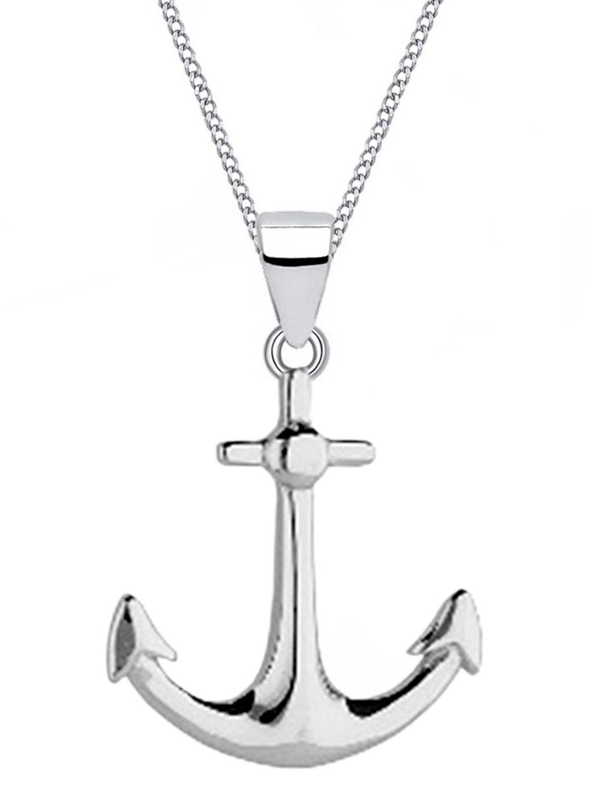 Goldene Hufeisen Silberkette Halskette Silber Anker 925 Sterling Anhänger mit Kette Echtschmuck, 925 Sterling Silber Maritim Silberschmuck