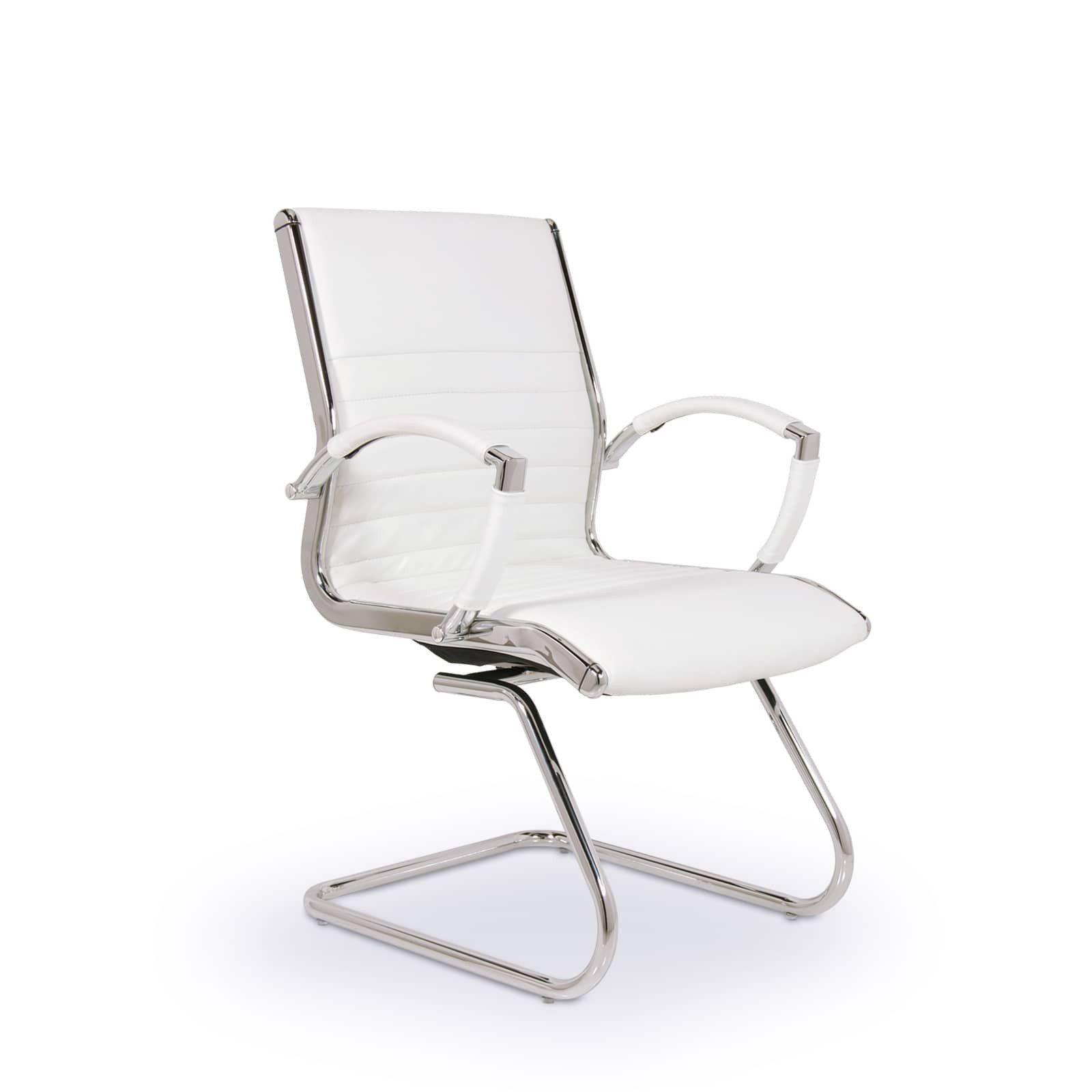 Versee Besucherstuhl VERSEE Montreal Konferenzstuhl Leder, 150kg belastbar, ergonomisch (Freischwinger für Home Office und Büro), mit Lendenstütze, gepolstert, hervoragende Freischwingereigenschaften