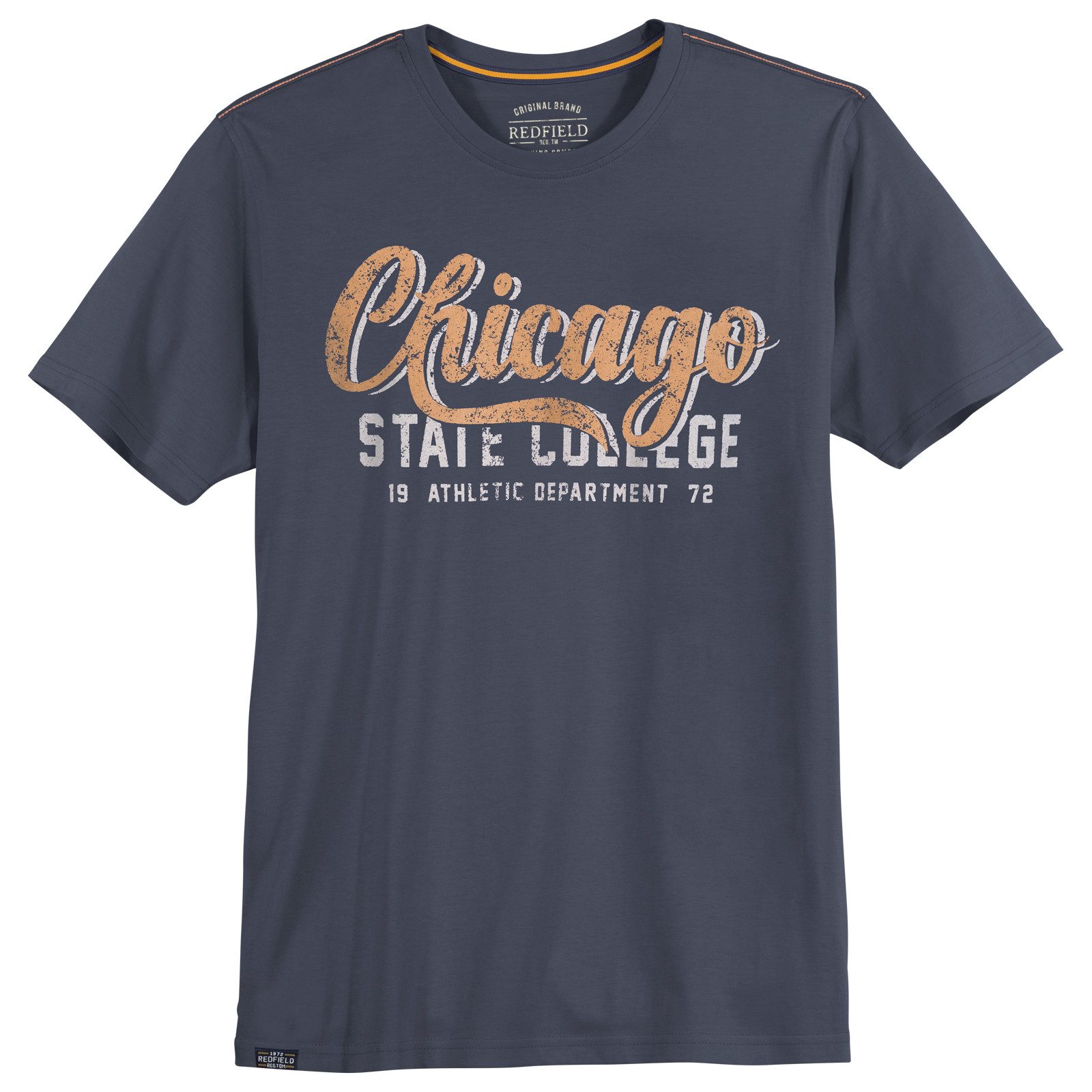redfield Print-Shirt Redfield Übergrößen T-Shirt Print Chicago dunkelblau