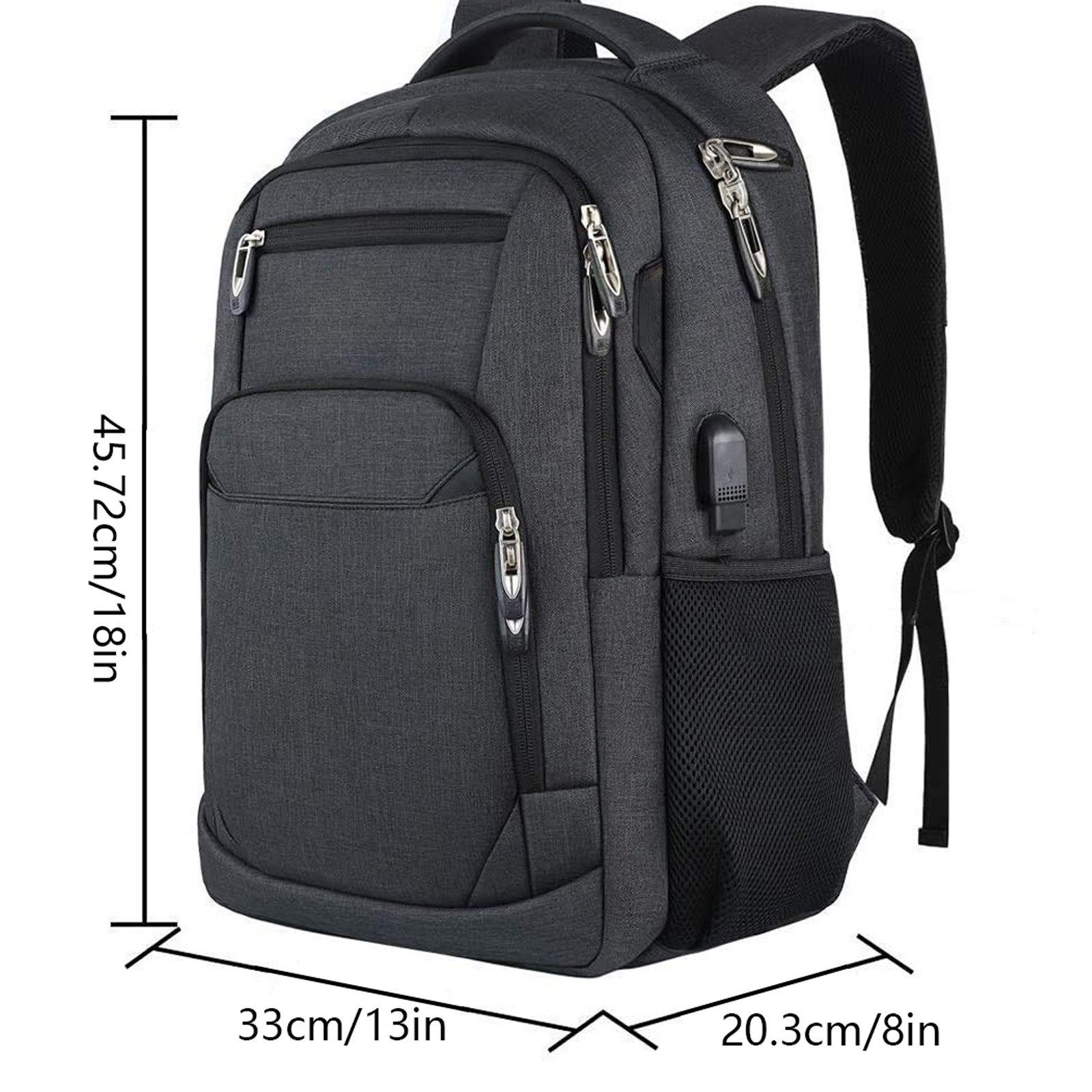 REDOM Laptoprucksack Laptop Rucksack Rucksäcke Schulrucksack Wasserbeständig Laptoptasche (Laptop Notebook Tasche Schule Uni Rucksack, 1-tlg., Anti-Diebstahl, Backpack mit Laptopfach, Sportrucksack, mit USB-Anschluss), fur Herren Damen Jungen Teenager Freizeit Arbeit Business Reisen