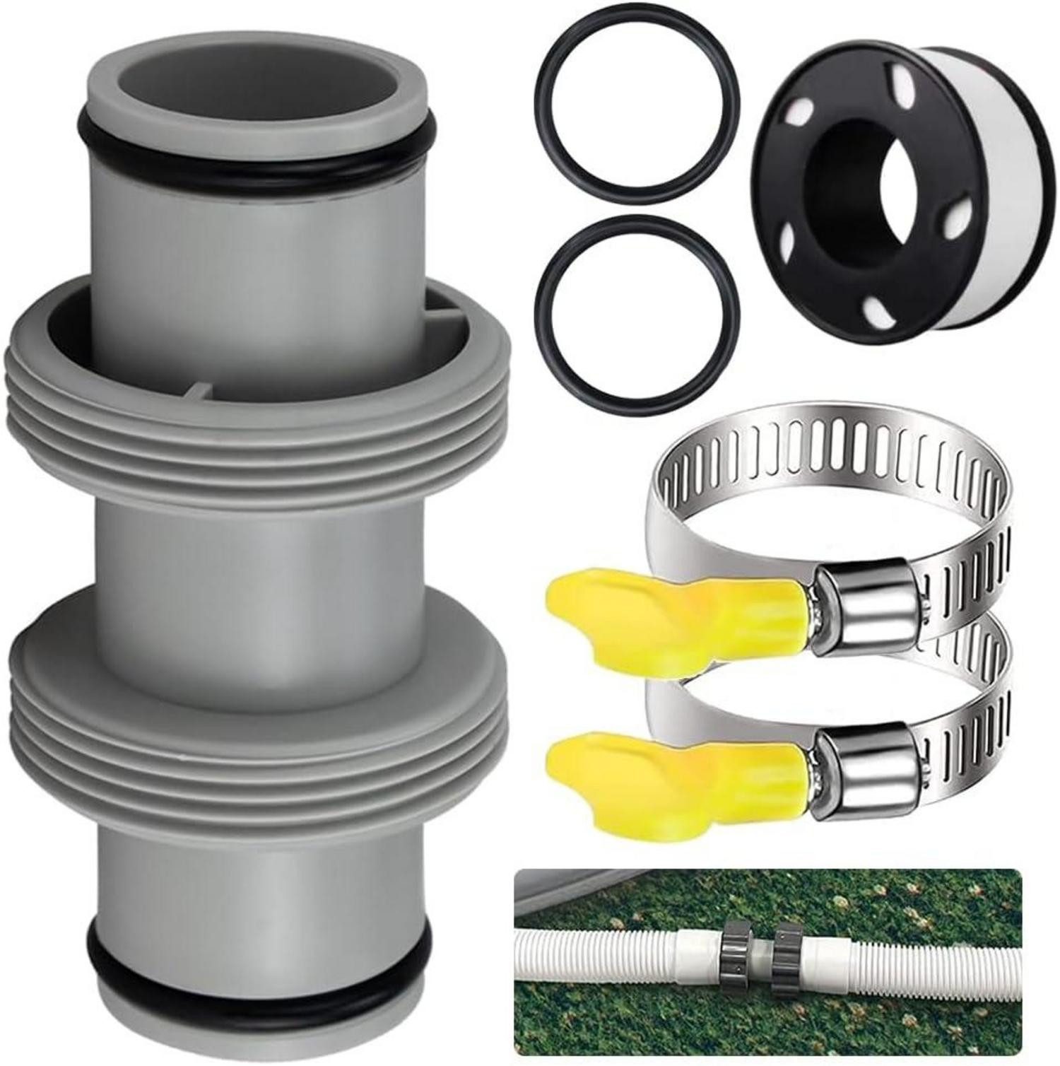 Entwässerungsrinne Poolschlauch Verbinder 38mm Pool Schlauchverbinder Anschlussset 38mm