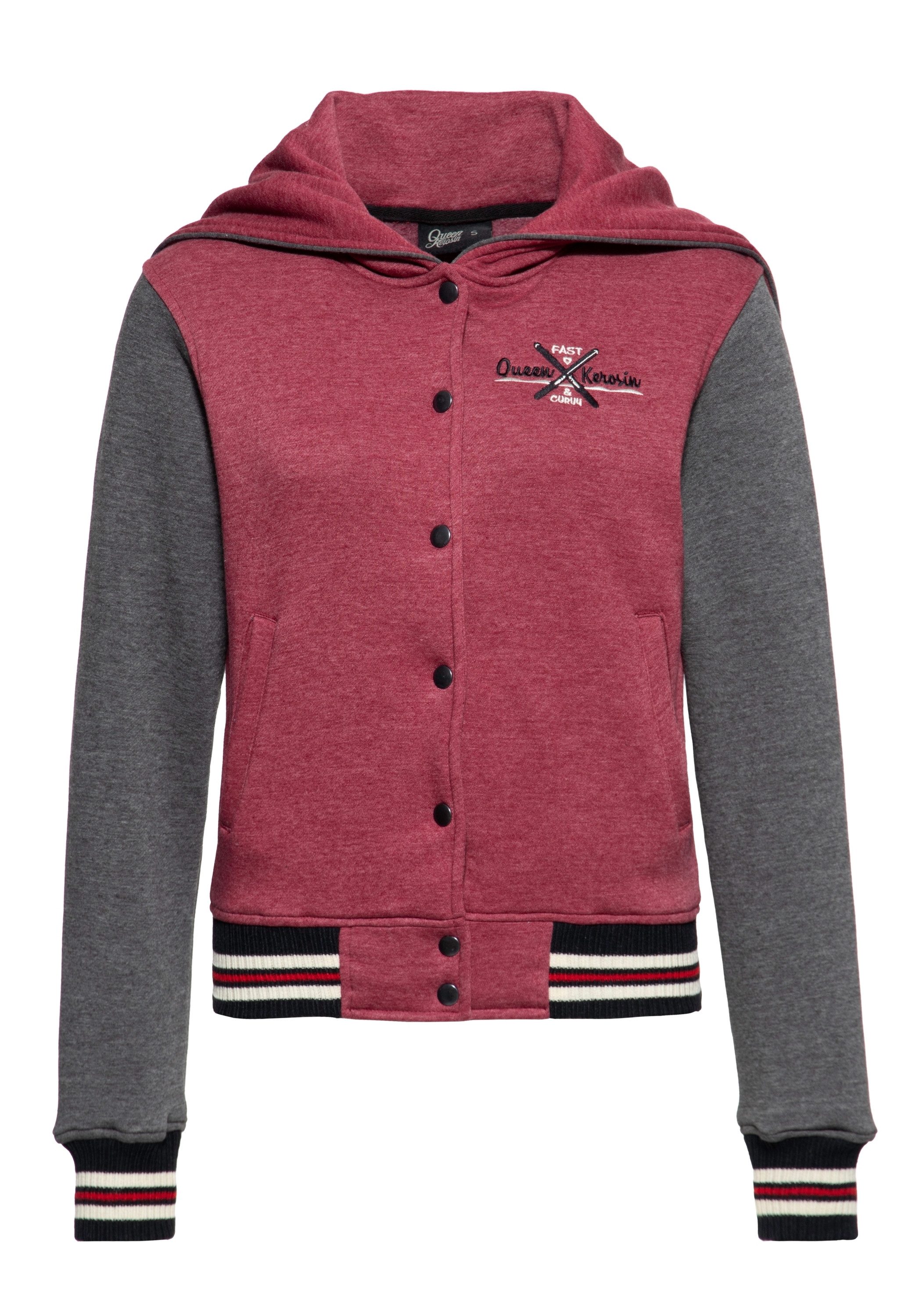 QueenKerosin Collegejacke Fast & Curvy (1-St) mit 2-in-1 Kapuze