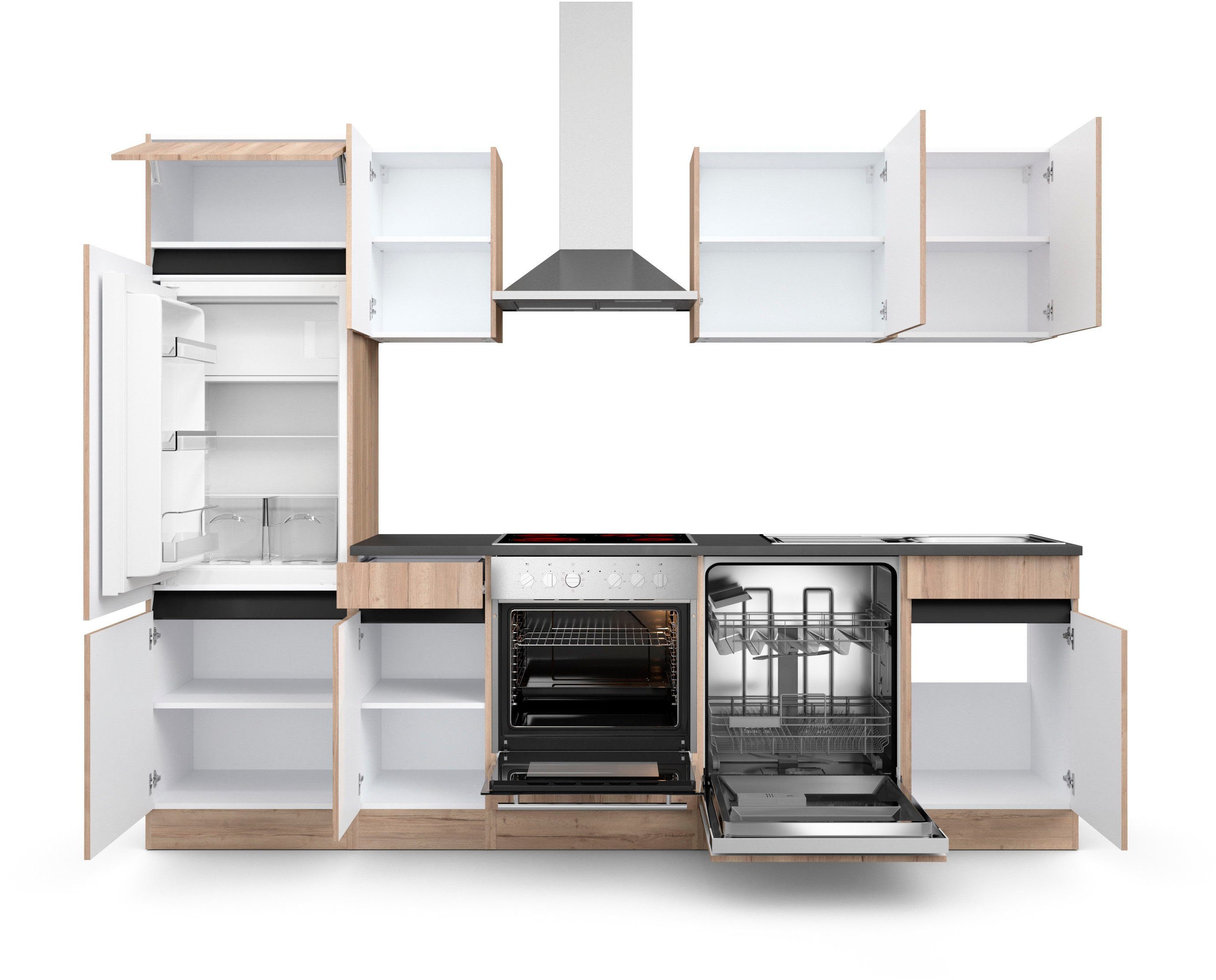 OPTIFIT Küche Safeli, Breite 270 Hanseatic-E-Geräte ohne mit wildeiche cm, wildeiche/wildeiche wahlweise | oder