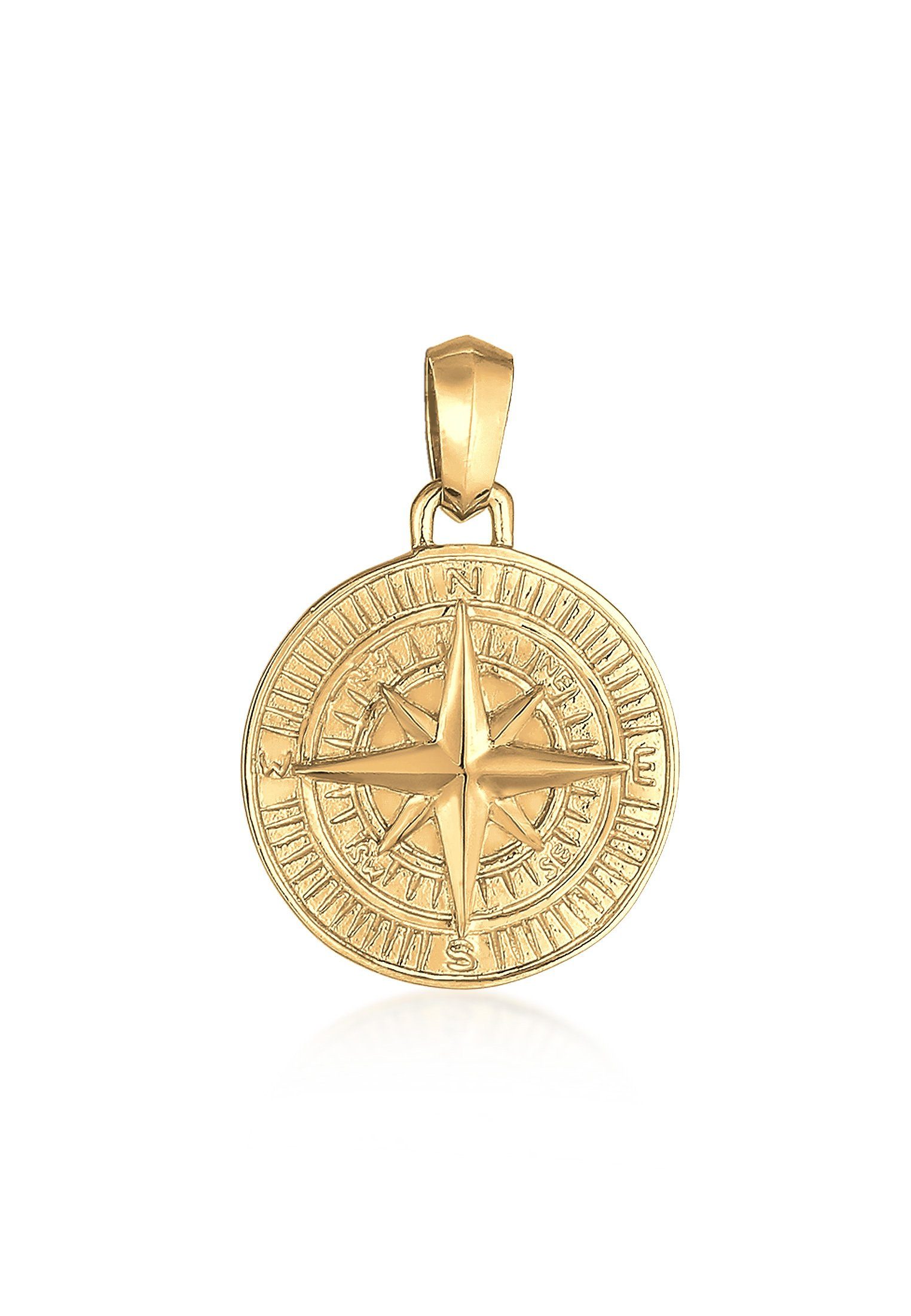 Kuzzoi Kettenanhänger Kompass Cool Massiv 925 Silber Gold