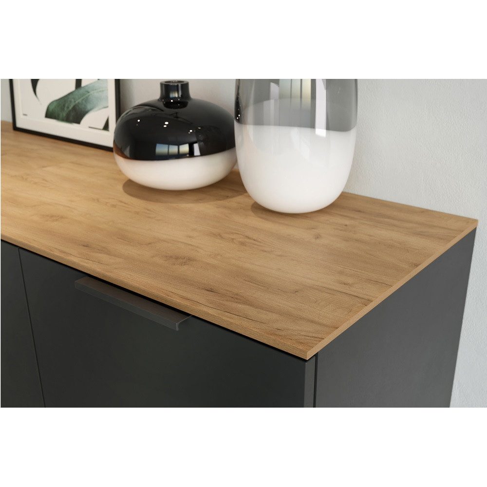 Lomadox Highboard RIOS-01, Highboard in graphit mit Navarra Eiche Nb., B/H/T: ca. 109/146/40 cm