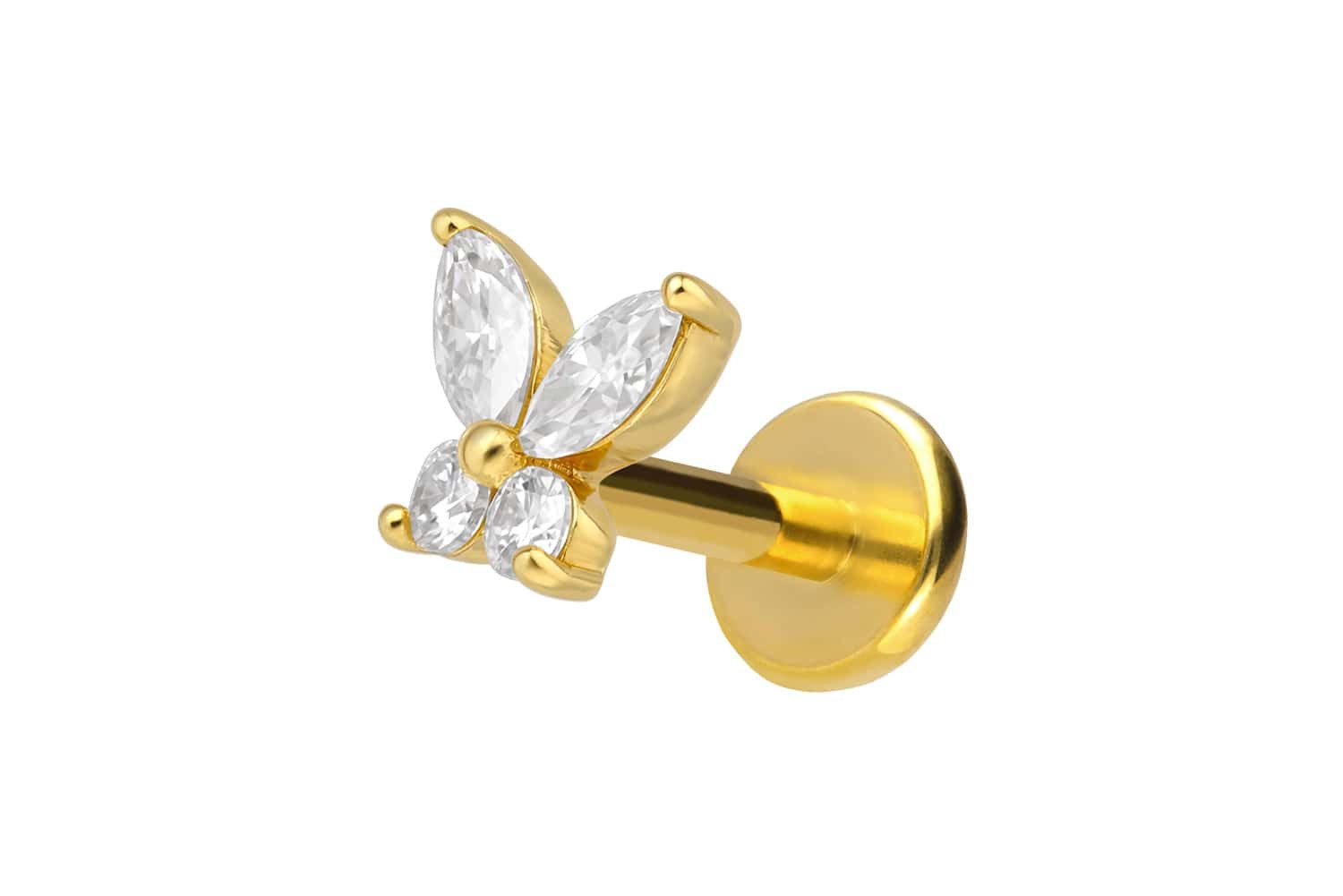Piercing-Set Titan Labret mit Innengewinde + 925er Silber Aufsatz