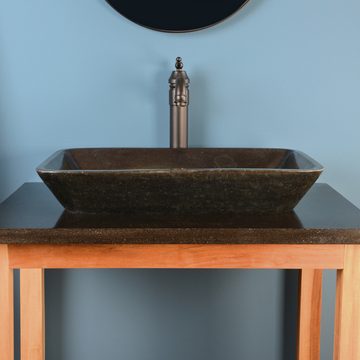 wohnfreuden Aufsatzwaschbecken Andesit Waschbecken 60 cm schwarz poliert (Kein Set), NEW-4273