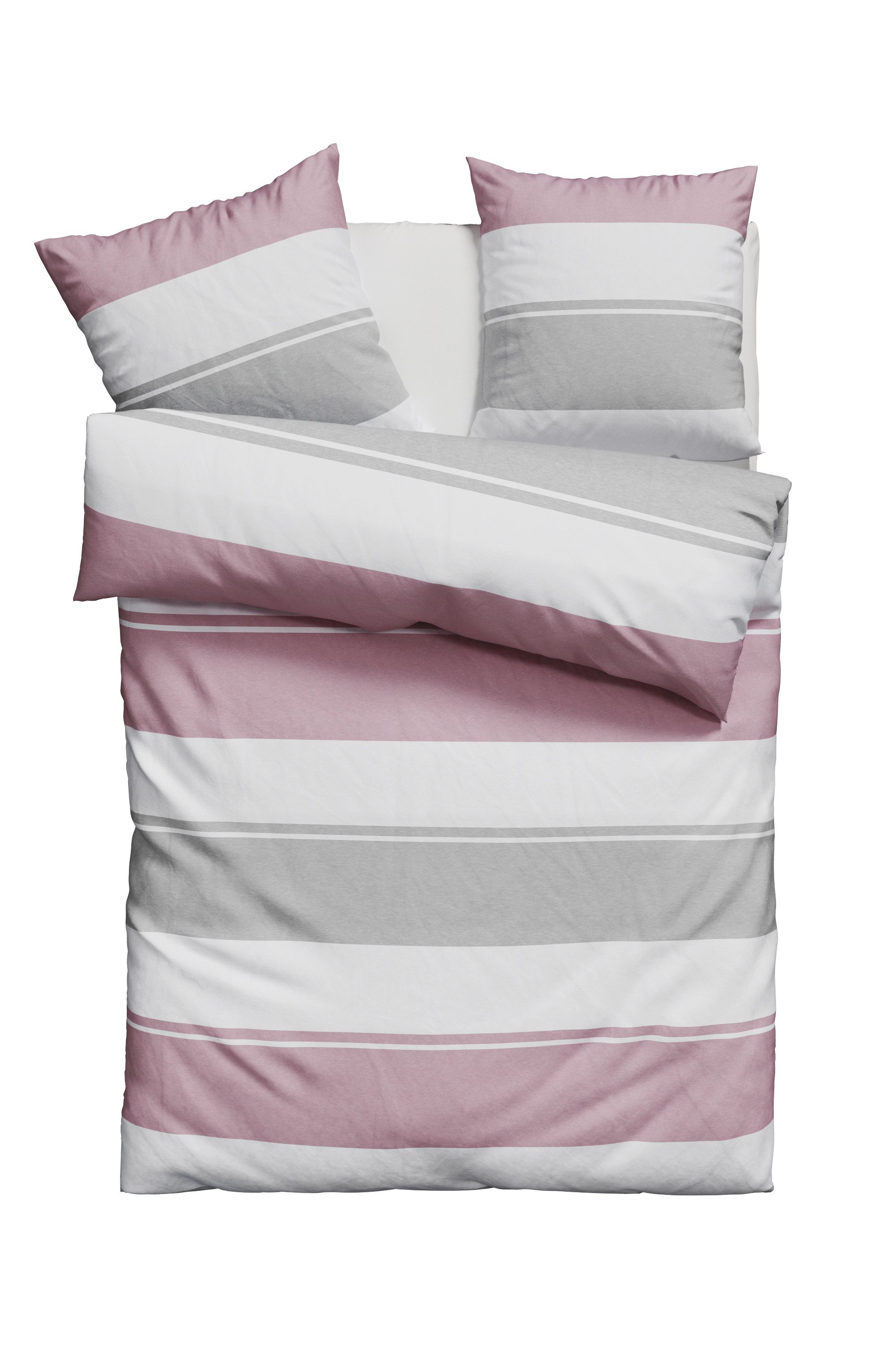 OTTO home Bettwäsche Yonne, Flanell PREMIUM, 3 teilig, in frischen Farben, gestreifte Bettwäsche, ab Gr. 135x200 cm