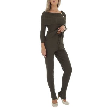 Ital-Design Jumpsuit Damen Freizeit Stretch Zweiteiler in Khaki