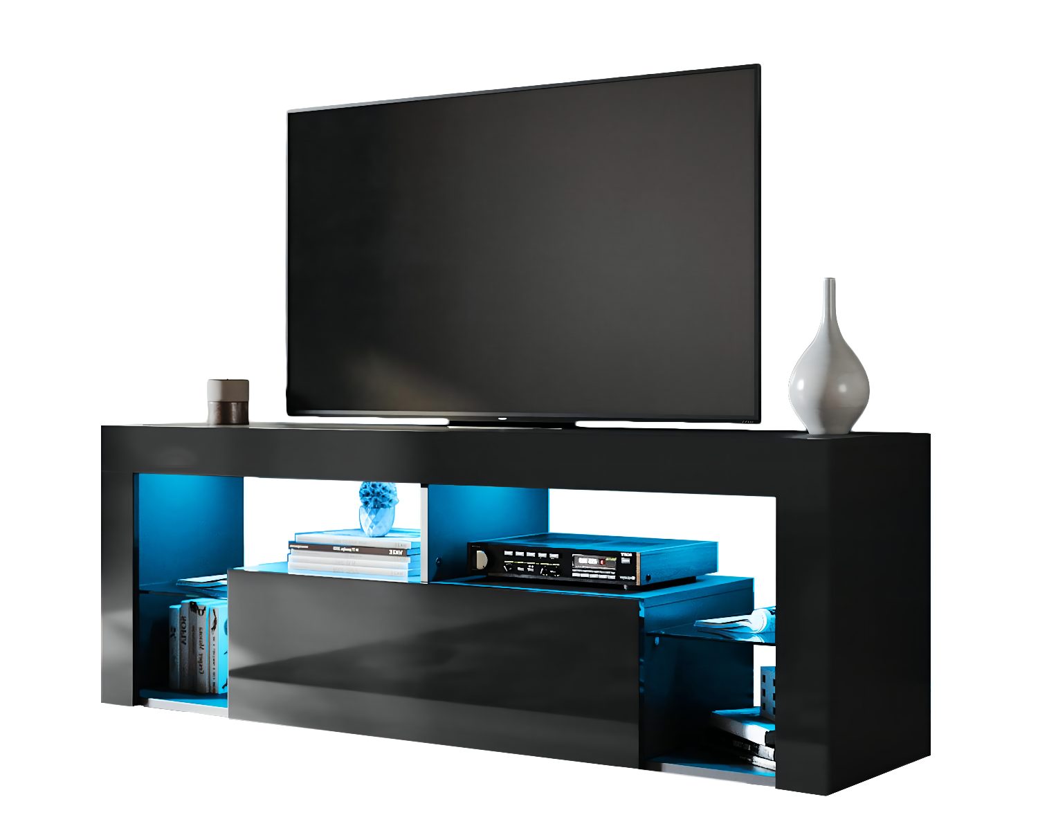 TV-Schrank 12 SONNI Stilvoll TV-Ständer 140x35x50.5cm Farben mit Beleuchtung, mit LED-Beleuchtung Led Schwarzer