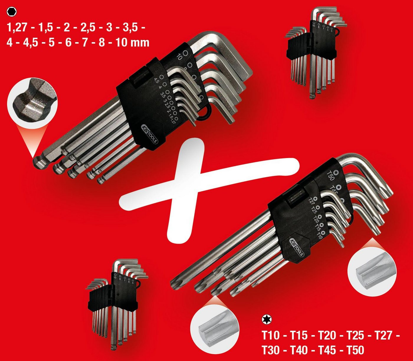 Thumbnail - KS Tools Winkelschlüssel Winkelstiftschlüssel-Satz, Torx, Innensechskant, 22-tlg