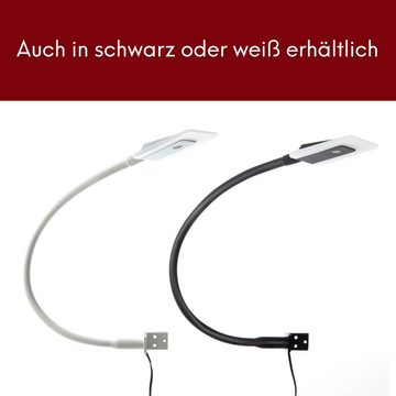 kalb Bettleuchte LED Flexleuchte Nachttischlampe Leselampe silber o. chrom Schwanenhals, warmweiß bis tageslichtweiß