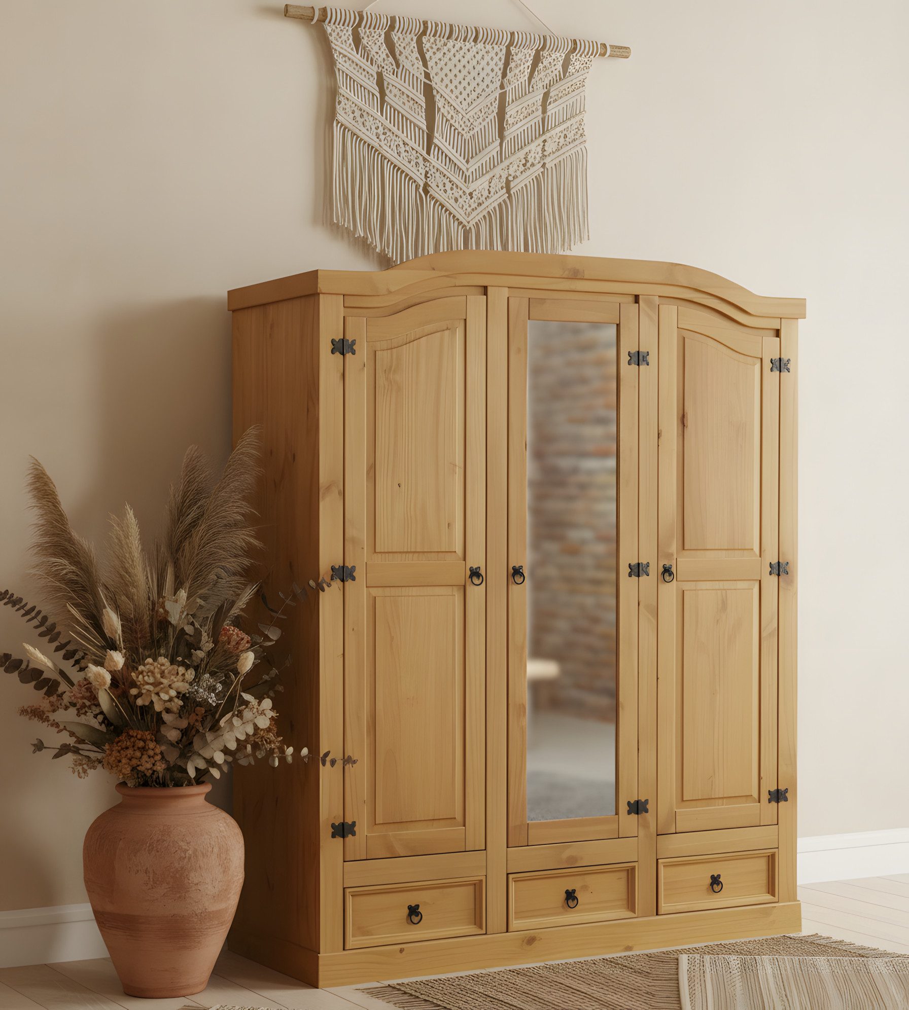 ebuy24 Kleiderschrank New Mexico Kleiderschrank 3 türig mit einer Spiege