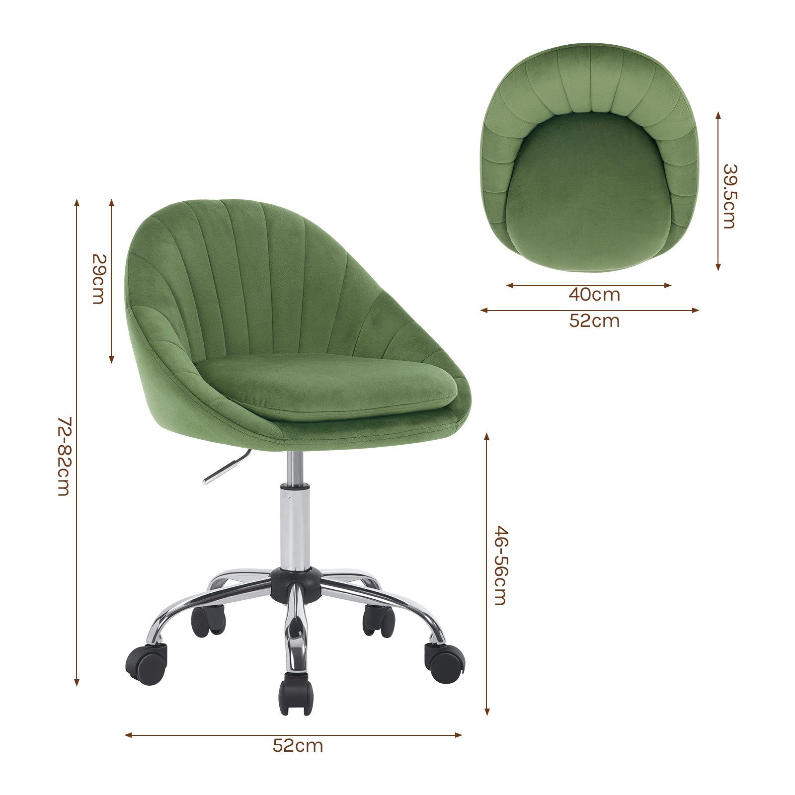 Woltu Bürostuhl (1 St), ergonomisch, Schminkstuhl, Schreibtischstuhl 150 kg belastbar
