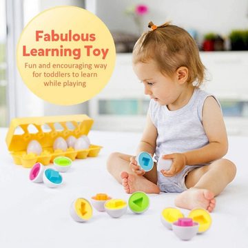 LENBEST Lernspielzeug Matching Eggs 12-TLG. Set Color & Shape Recognition Sorter Puzzle, Frühes Lernen Pädagogische Feinmotorik Montessori Geschenk