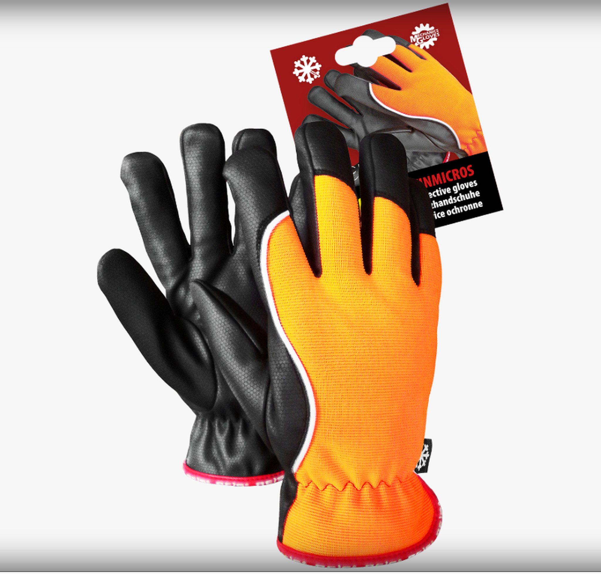 Reis Winter-Arbeitshandschuhe Reis RMC-WINMICROS_P Mechanics Gloves Schutzhandschuhe, Orange-Schwarz