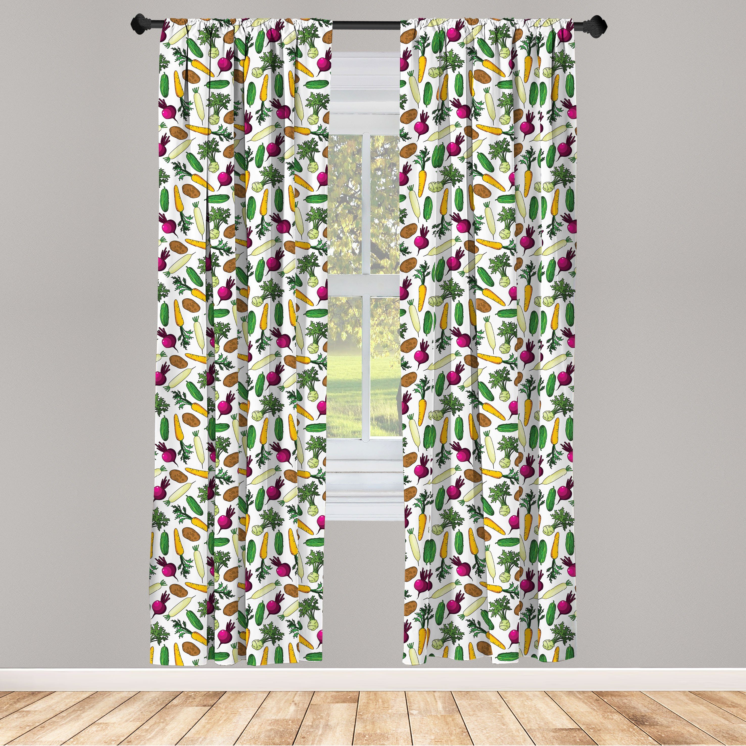 Gardine Vorhang für Wohnzimmer Schlafzimmer Dekor, Abakuhaus, Microfaser, Gemüse Muster der Farm Products