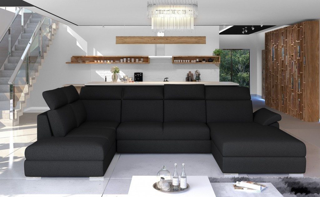 Xlmoebel Wohnlandschaft Ecksofa U-Form Stoff Couch Polster Modern Design, 3 Teile, Made in Europa