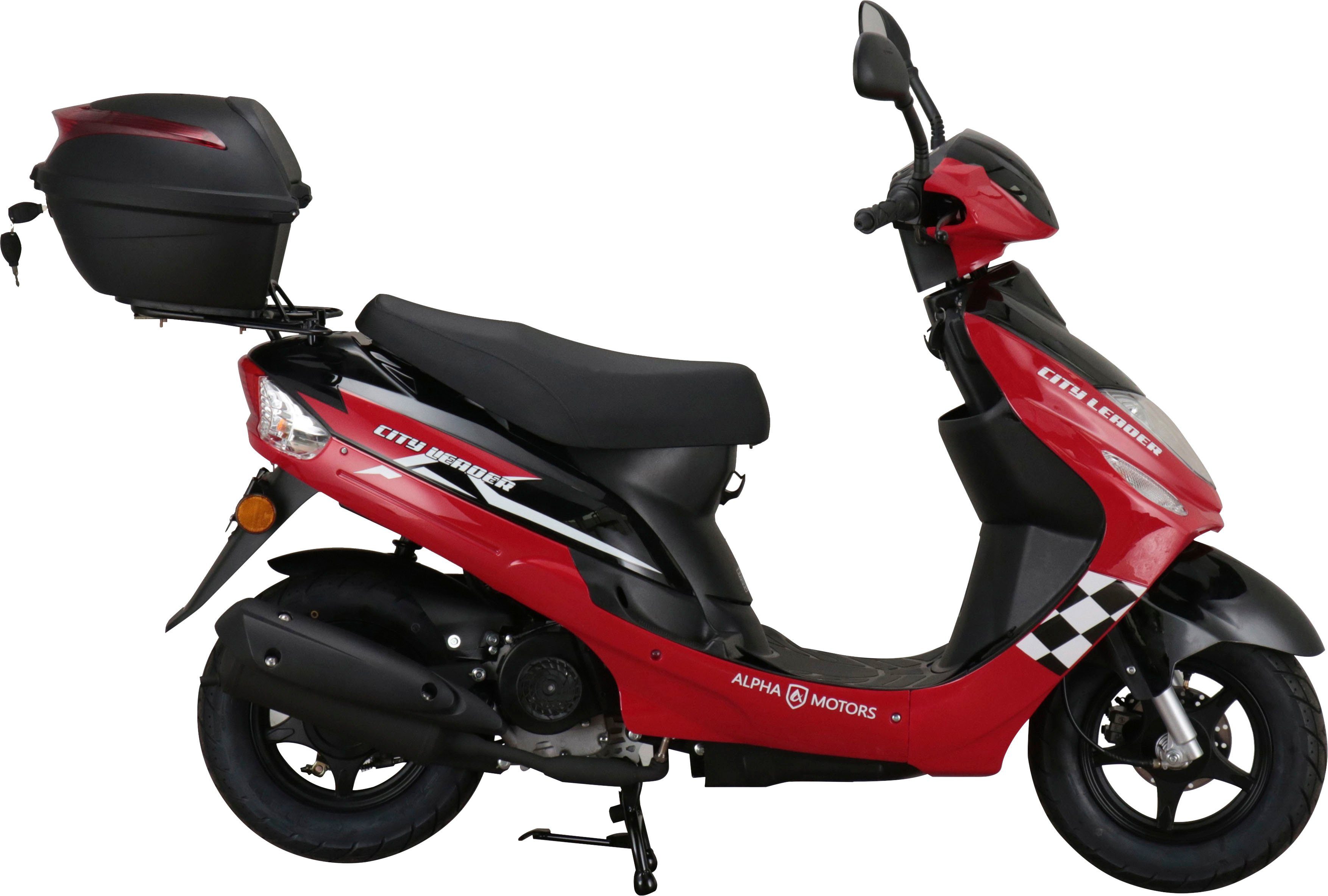 Alpha Motors Mofaroller CityLeader, 50 5, 25 inkl. rot km/h, ccm, Euro Topcase