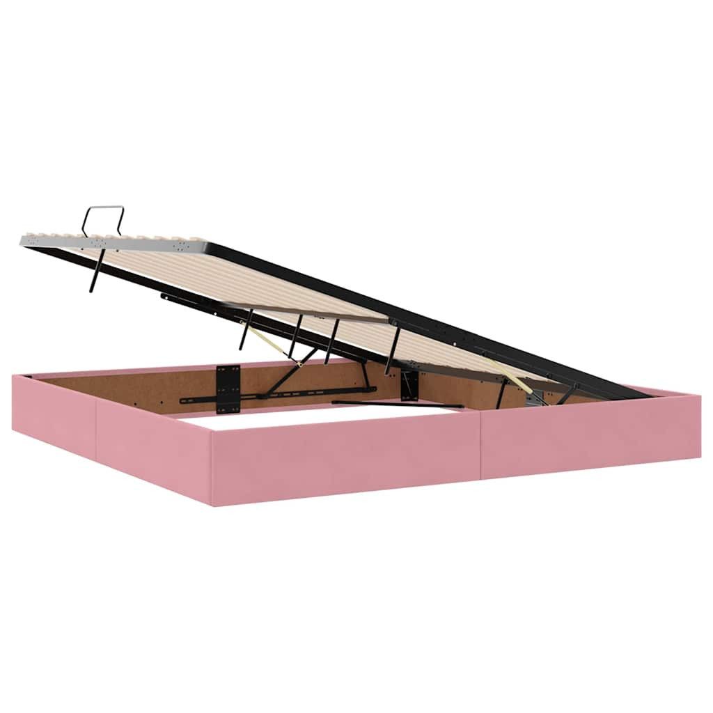 vidaXL Bed with Storage and LED Lighting with Mattress, Pink, 200 x 200 cm, Velvet (1-piece)
