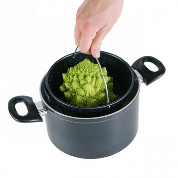 Genius Topf-Set Cerafit Magic Pot Kochtopf 24+20cm mit Siebeinsatz, Aluminium, antihafte Keramikbeschichtung geeigent zum Dampfgaren Schmoren Braten