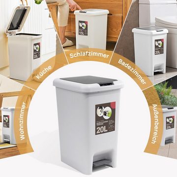 MULISOFT Müllsackständer Mülleimer 20L, Mülleimer Küche, Tretmülleimer, BPA-frei, Kleiner Abfalleimer für Küche, Bad oder Büro