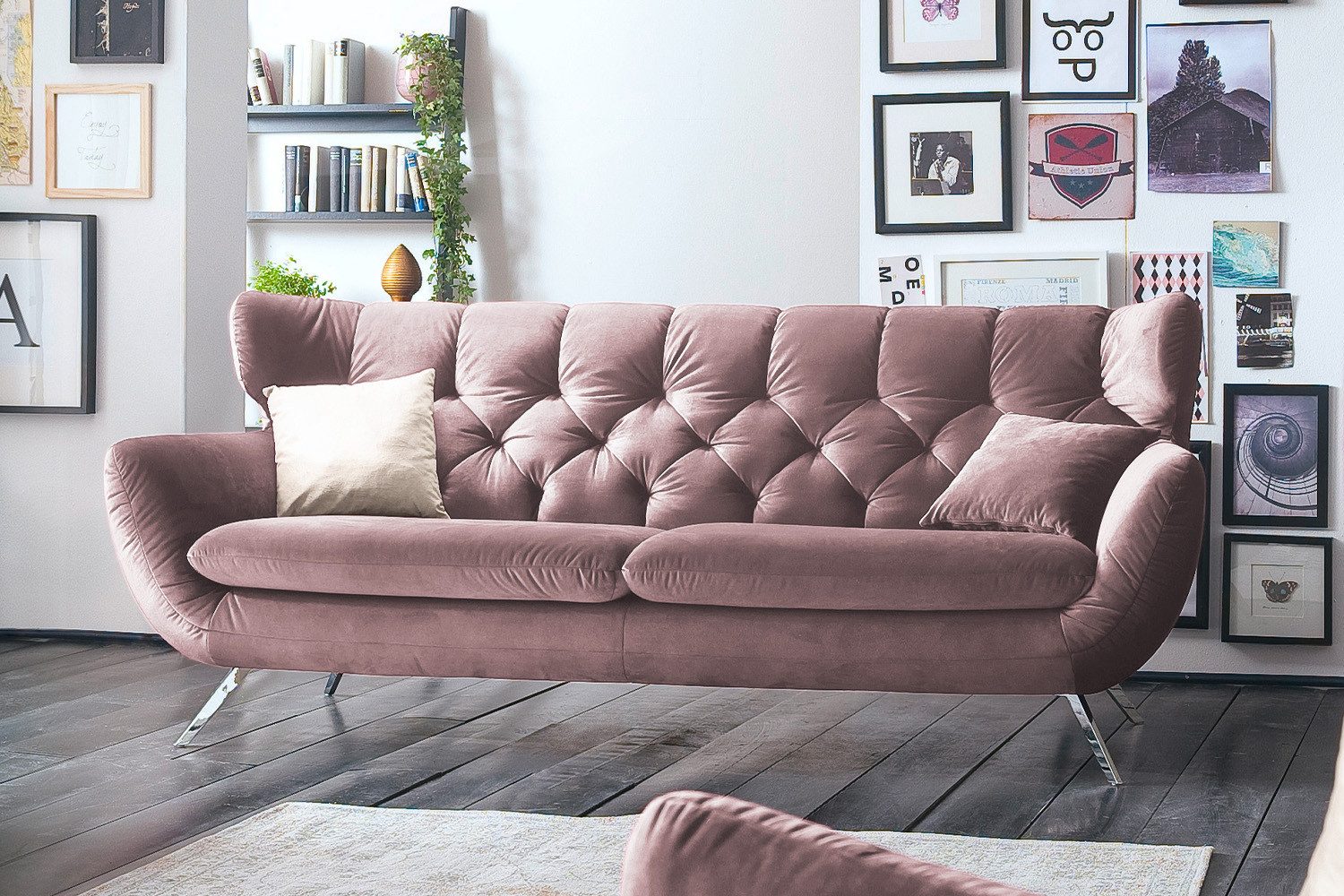 KAWOLA Sofa CHARME, Couch 2-Sitzer oder 2,5-Sitzer, Velvet oder Cord, verschiedene Farben